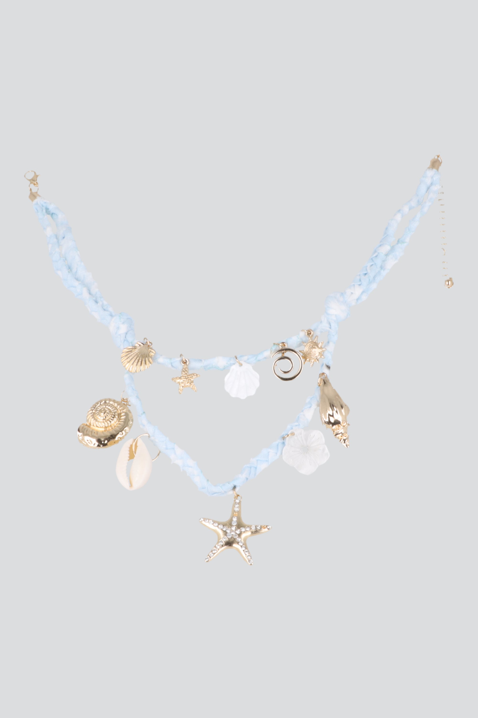 2 P COLLARES CORDON CHARMS ESTRELLA DE MAR AZUL