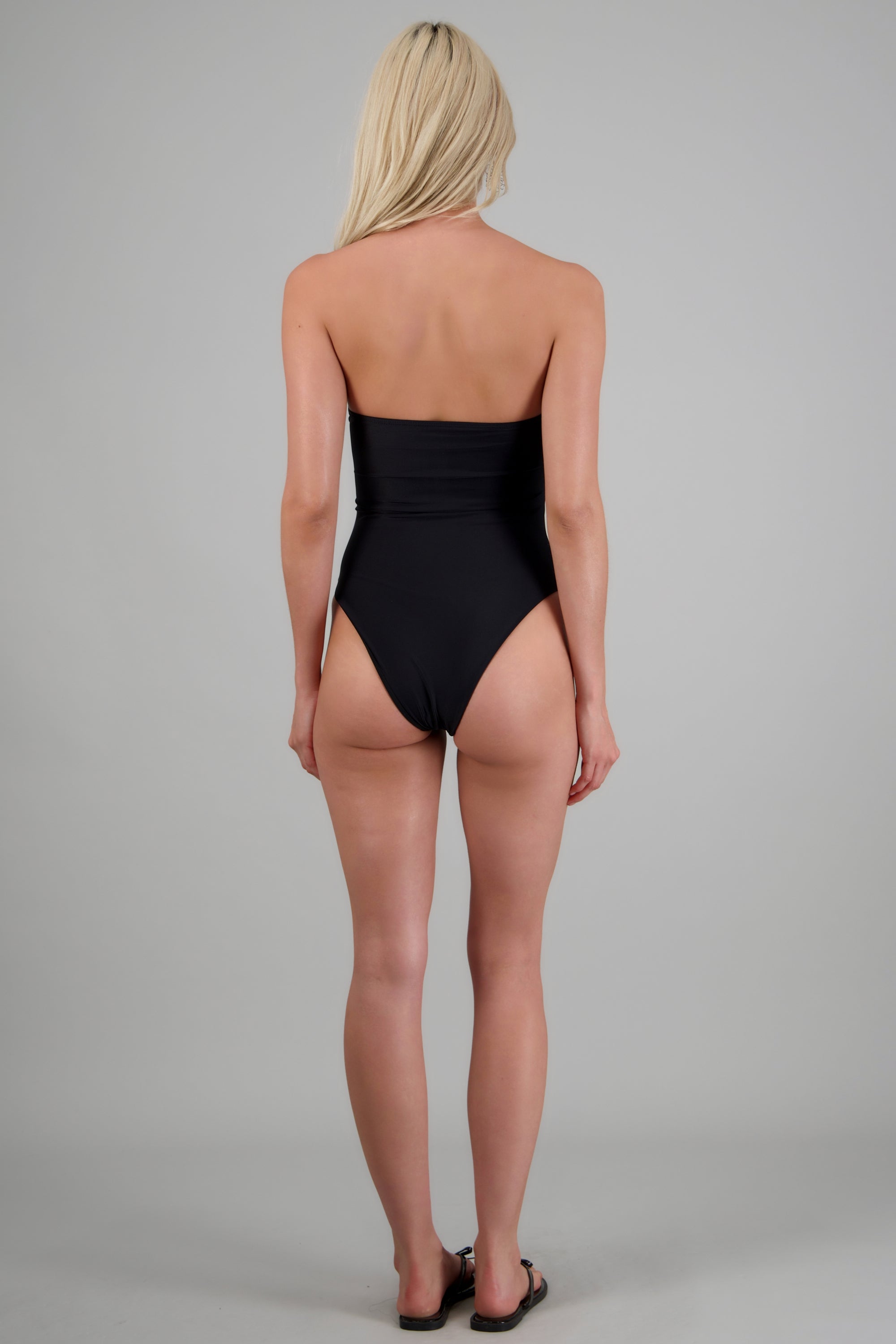 Traje de baño strapless moño contraste NEGRO COMBO