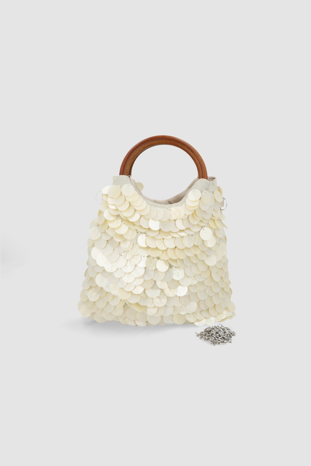 BOLSA FULL CONCHAS ASAS CIRCULARES BEIGE