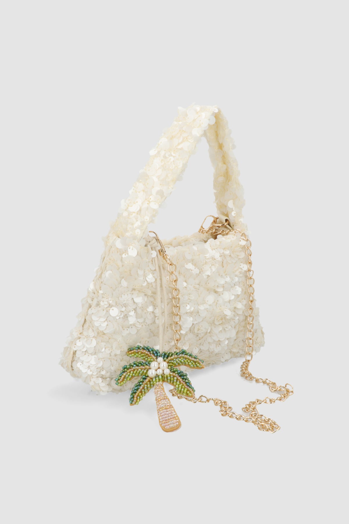 BOLSA HOMBRO FULL LENTEJUELAS CHARM  PALMERA BLANCO