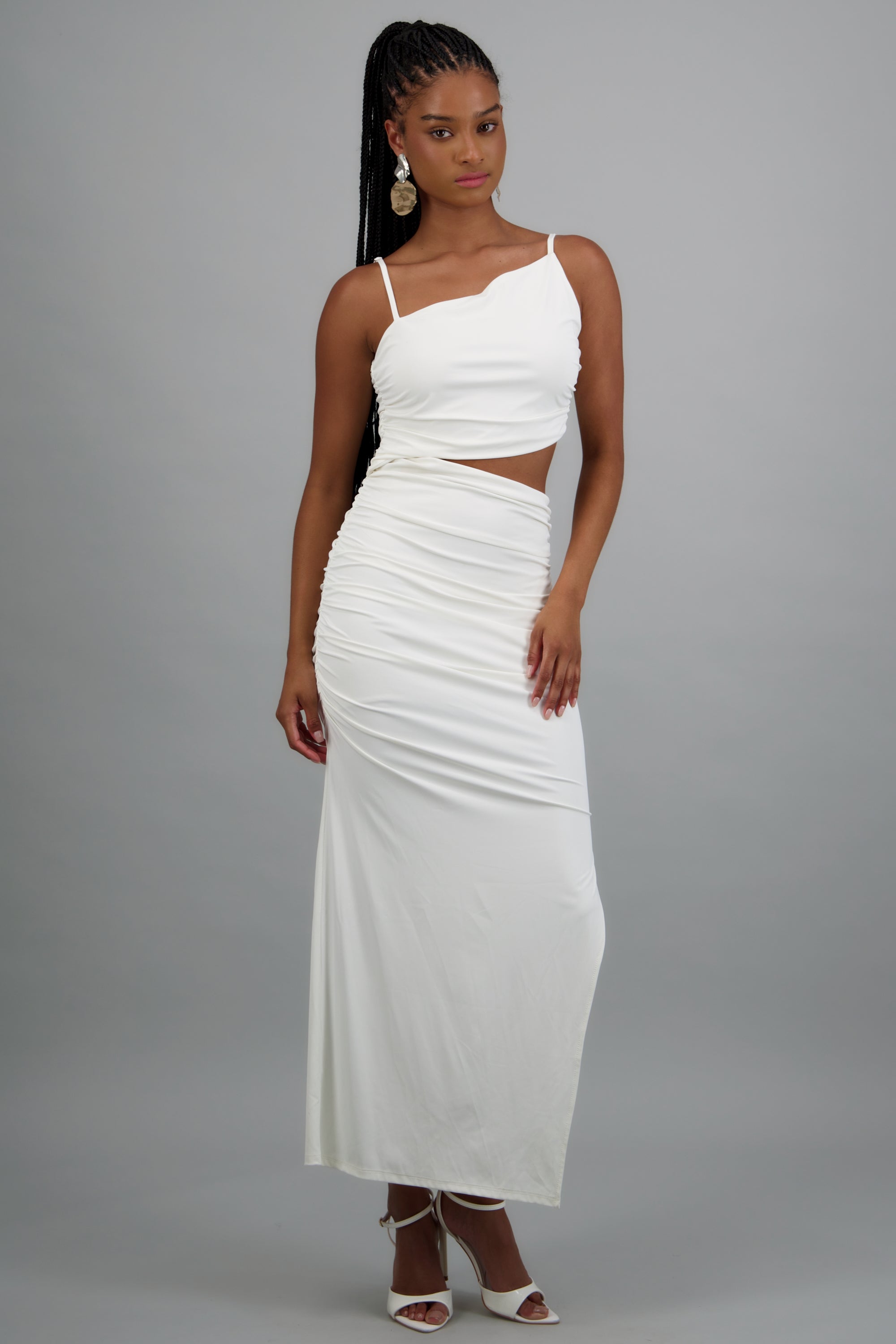 Vestido maxi asimétrico corte asimétrico HUESO