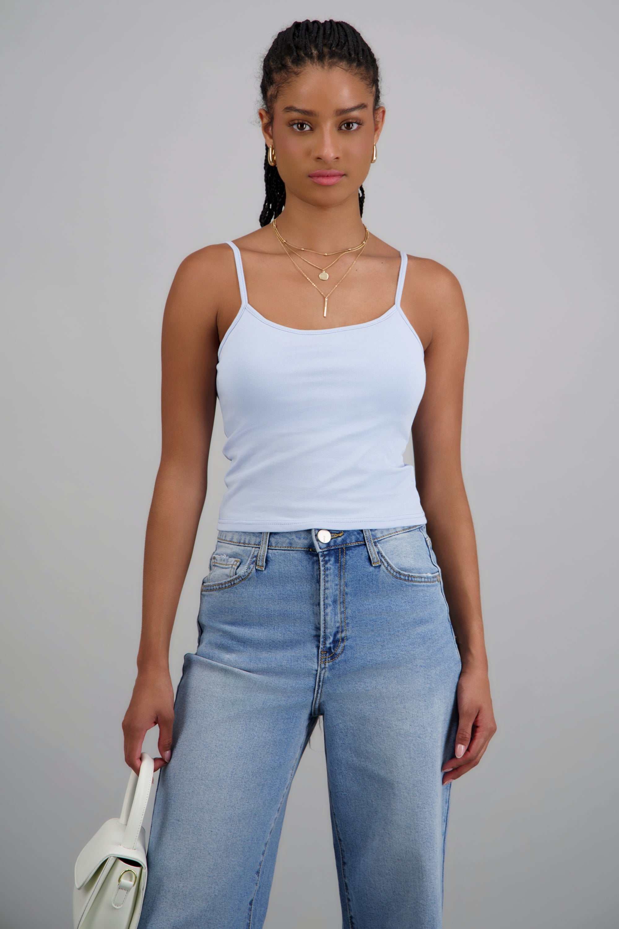 Top tirantes con copas AZUL CIELO