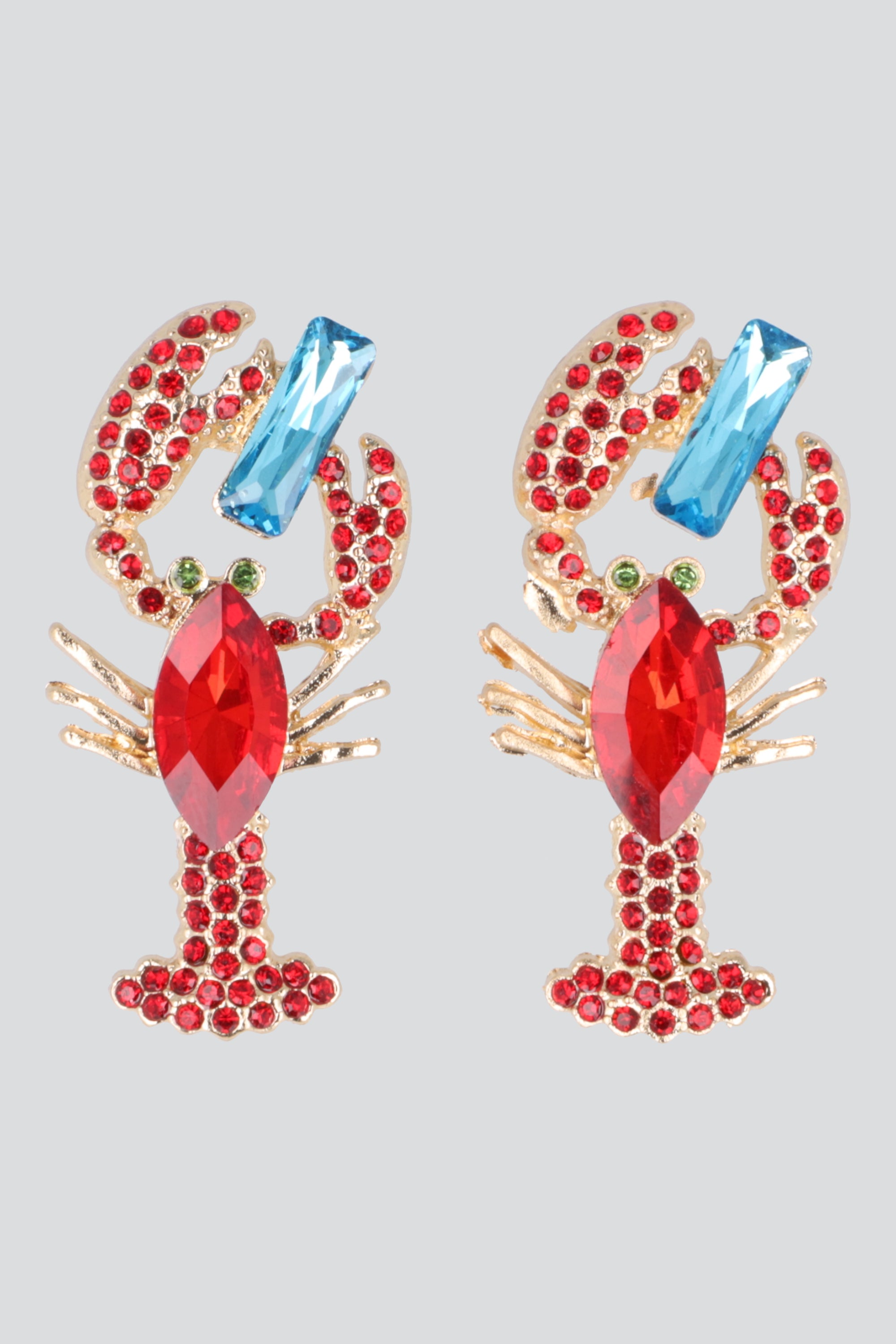 ARETES LANGOSTA BRILLOS ROJO