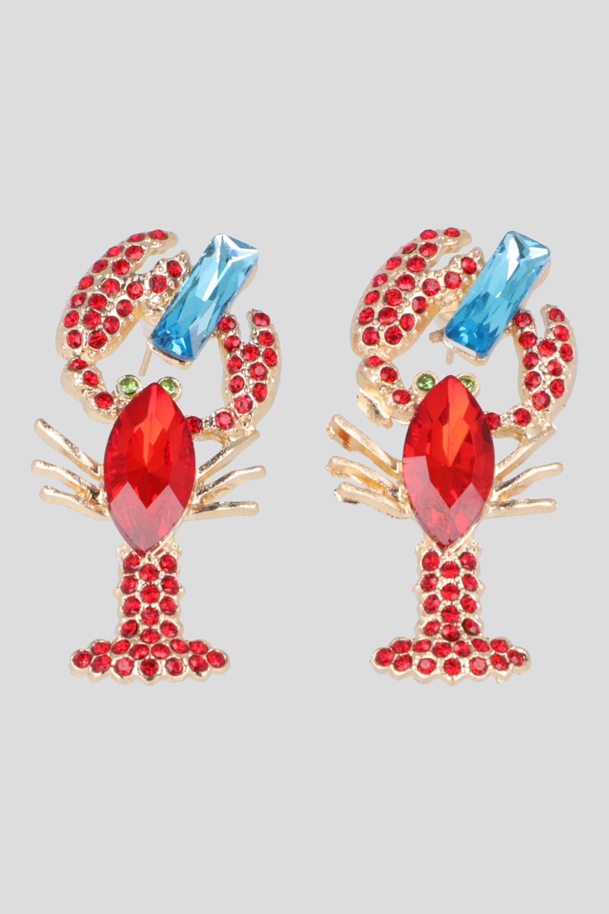 ARETES LANGOSTA BRILLOS ROJO