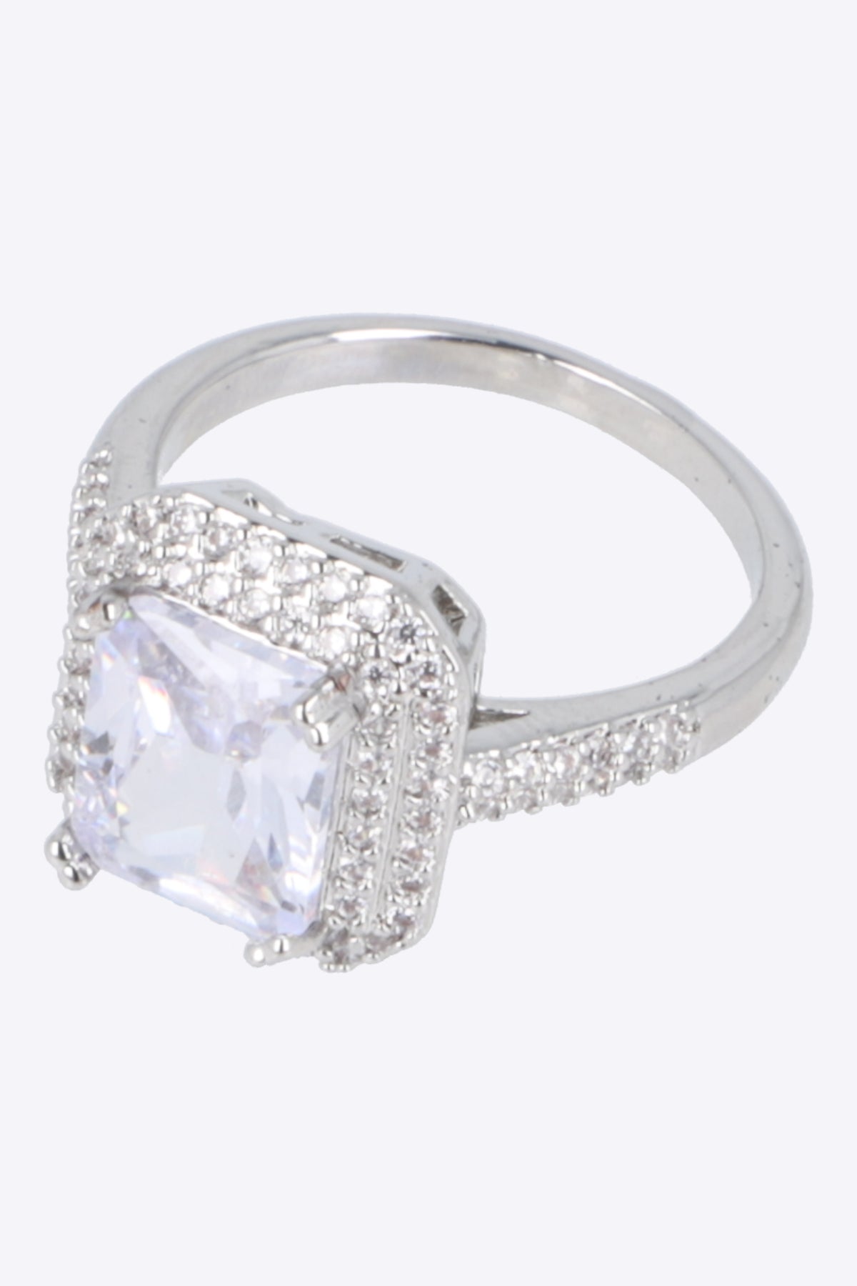 Anillo cuadro cristal brillos pq PLATA