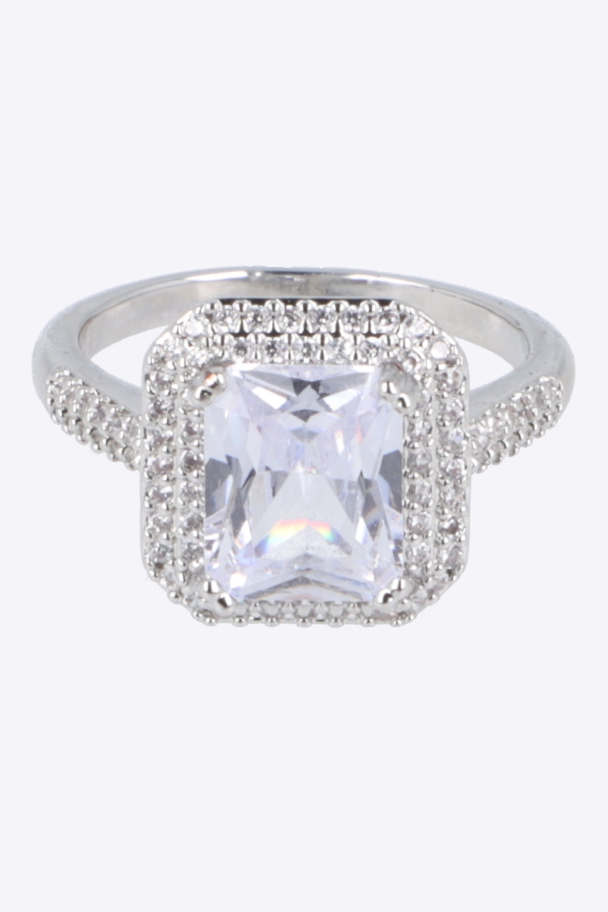 Anillo cuadro cristal brillos pq PLATA
