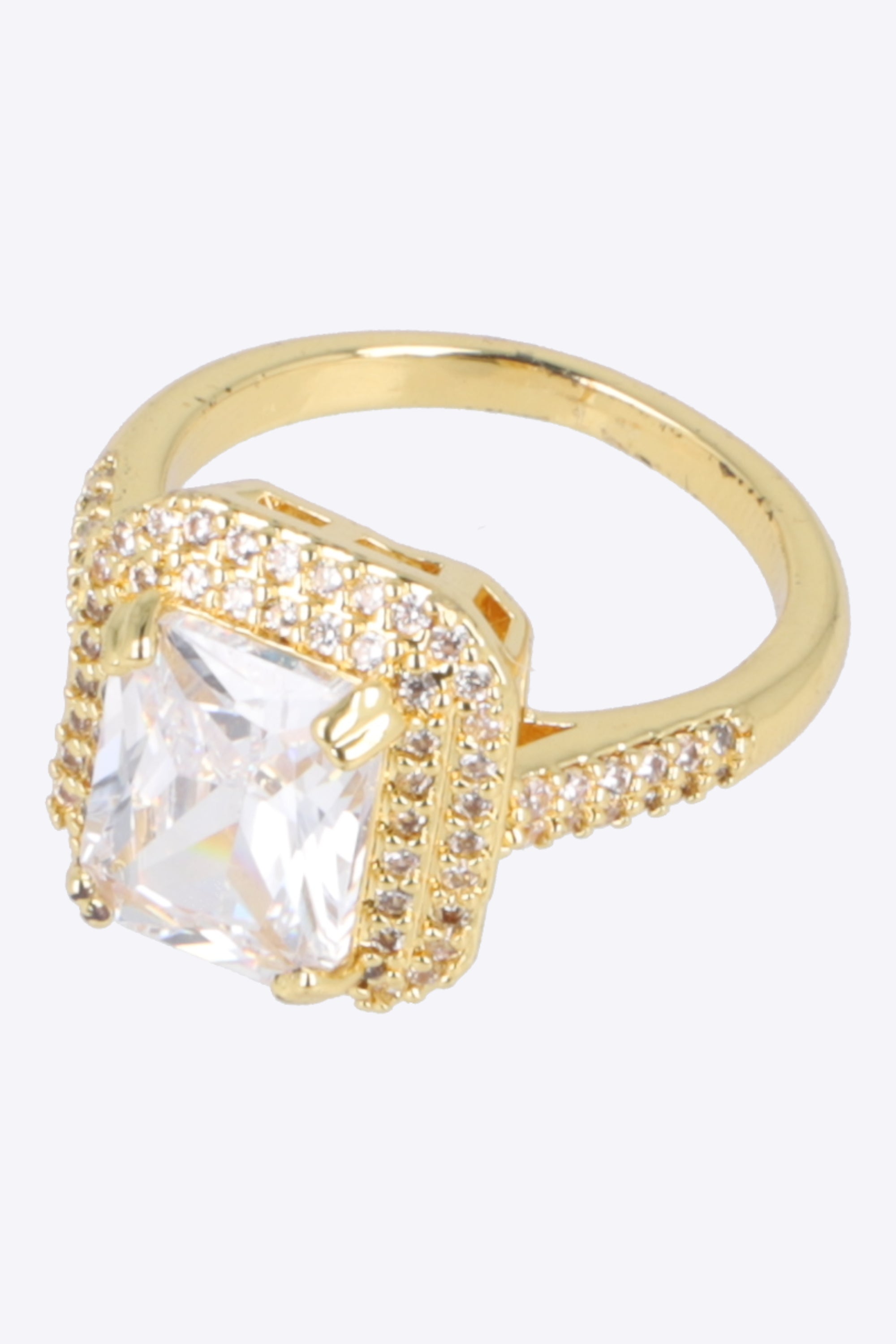 Anillo cuadro cristal brillos pq ORO