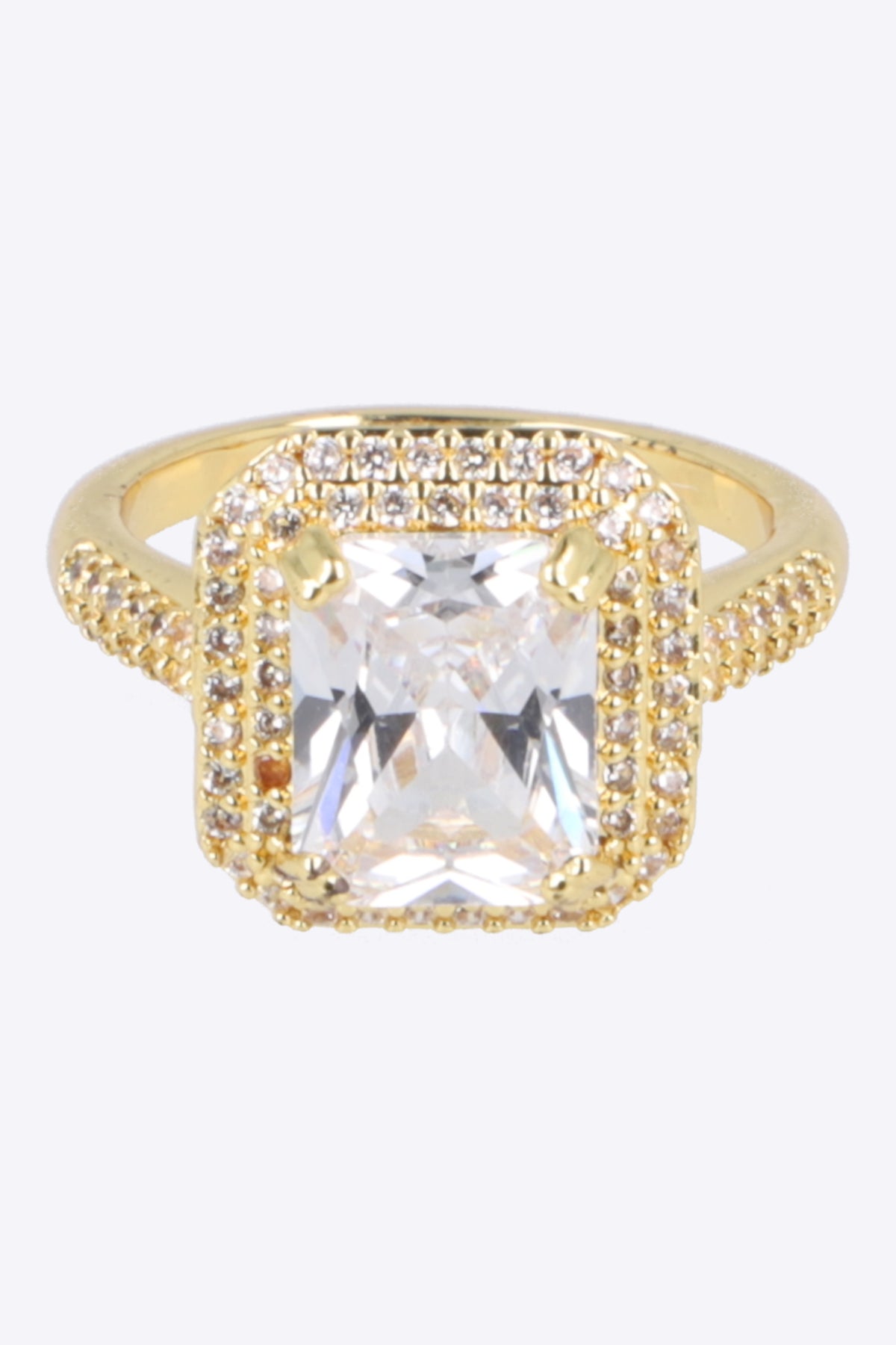 Anillo cuadro cristal brillos pq ORO