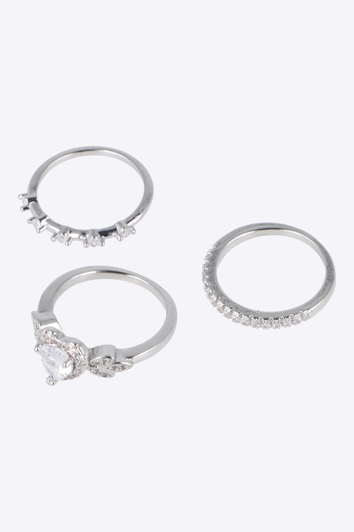 Anillo 3l lineas corazón brillos pq PLATA