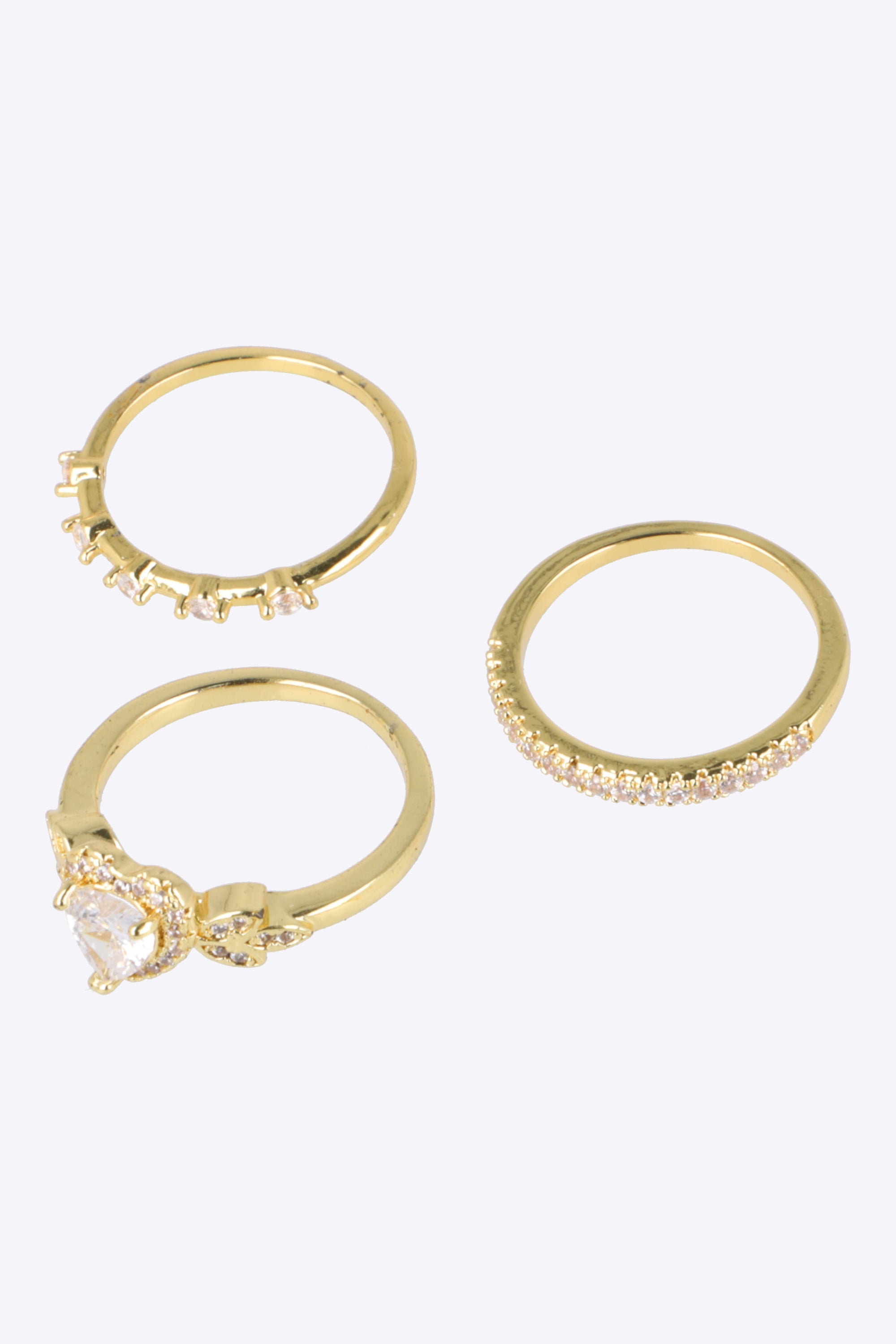 Anillo 3l lineas corazón brillos pq ORO