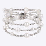Cuff 5 lineas brillos mulri perlas