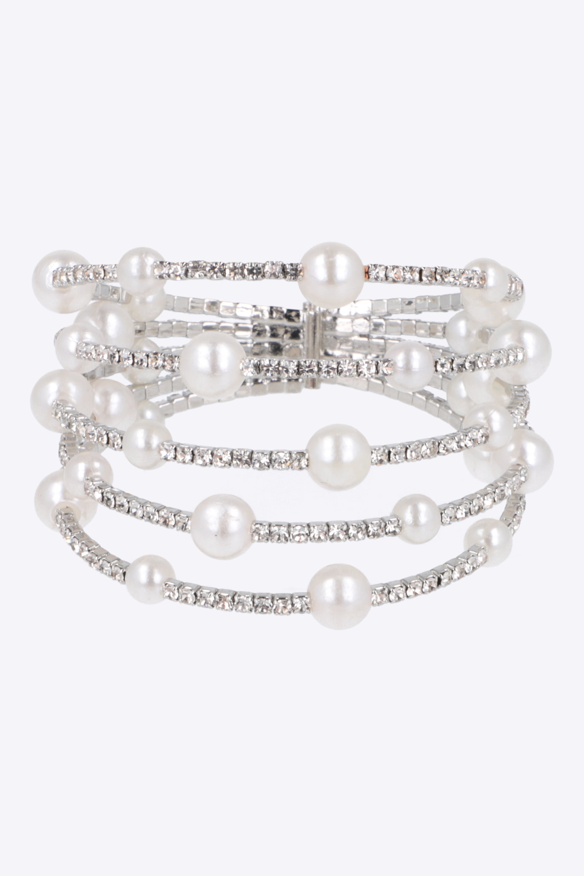Cuff 5 lineas brillos mulri perlas