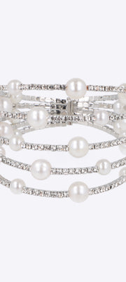 Cuff 5 lineas brillos mulri perlas