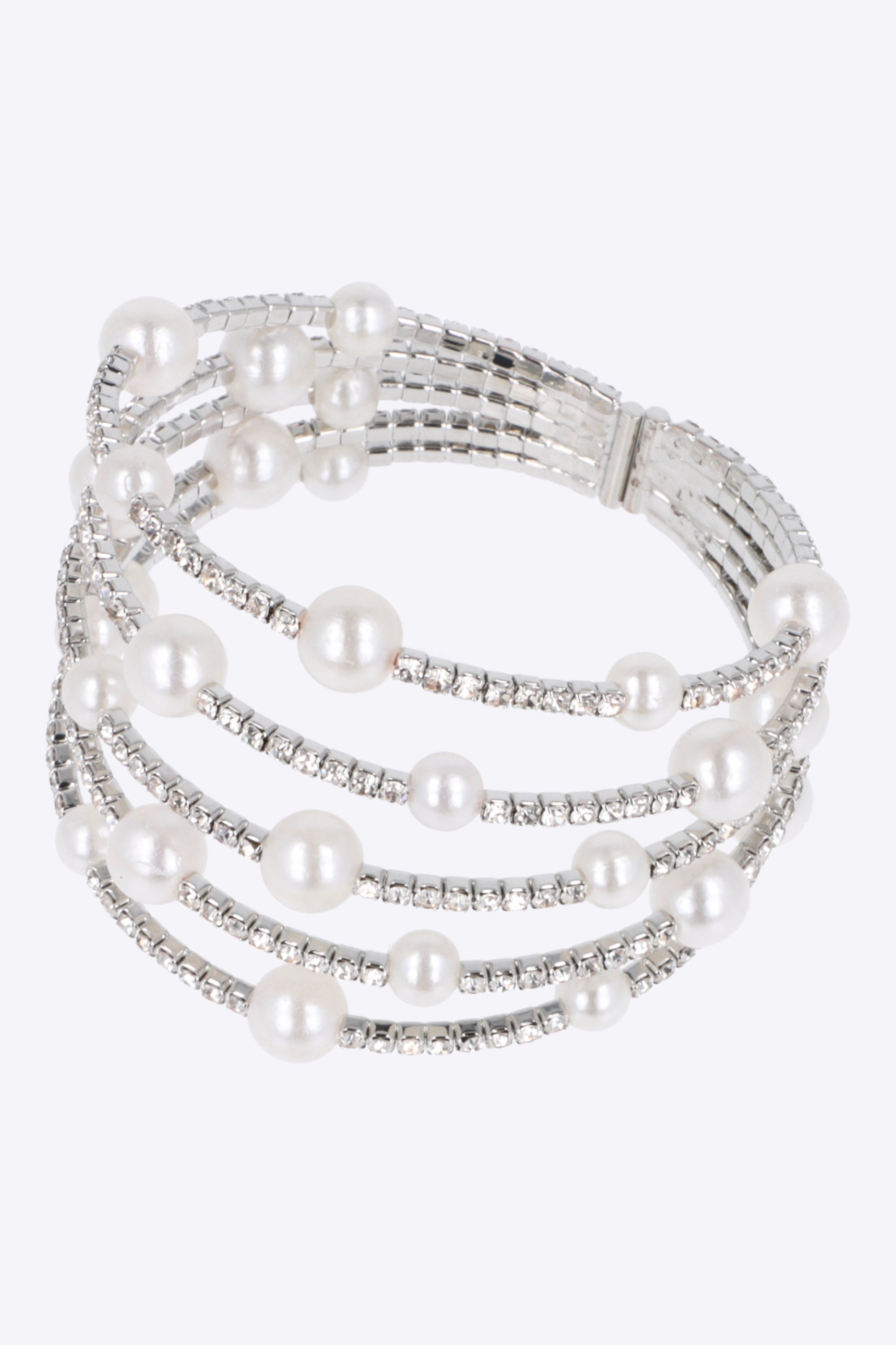 Cuff 5 lineas brillos mulri perlas
