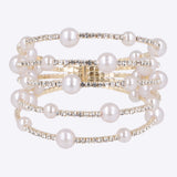 Cuff 5 lineas brillos mulri perlas