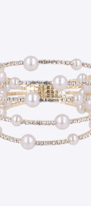Cuff 5 lineas brillos mulri perlas