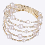 Cuff 5 lineas brillos mulri perlas