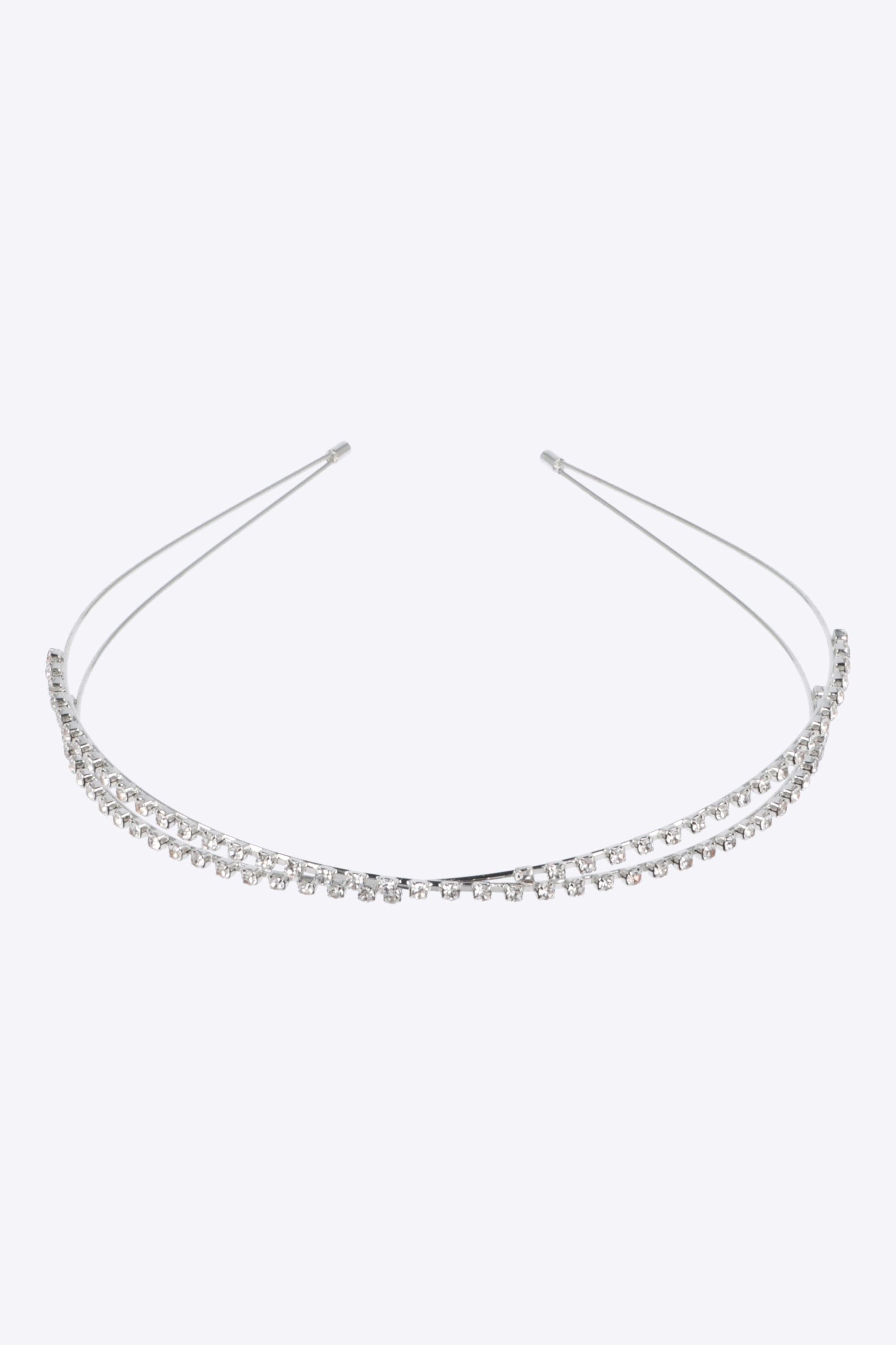 Diadema lineas cruzadas brillos PLATA