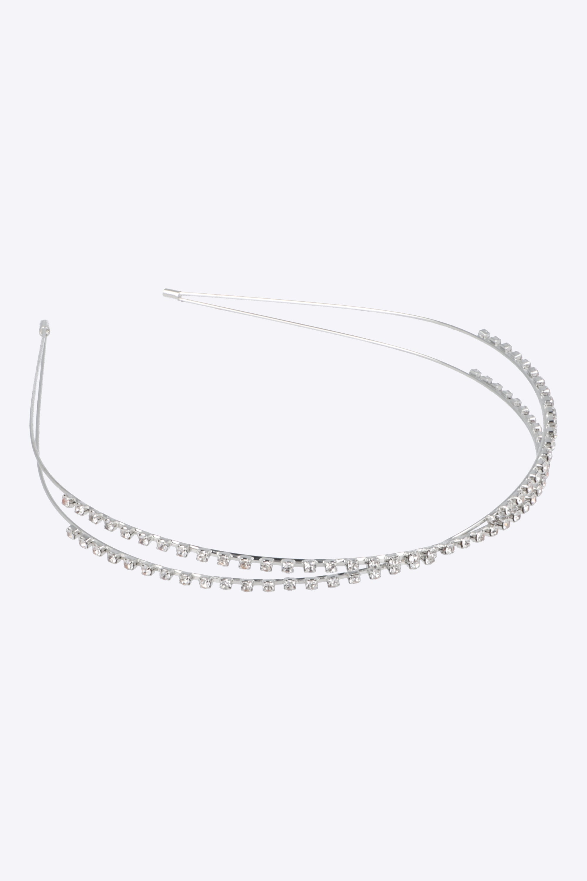 Diadema lineas cruzadas brillos PLATA