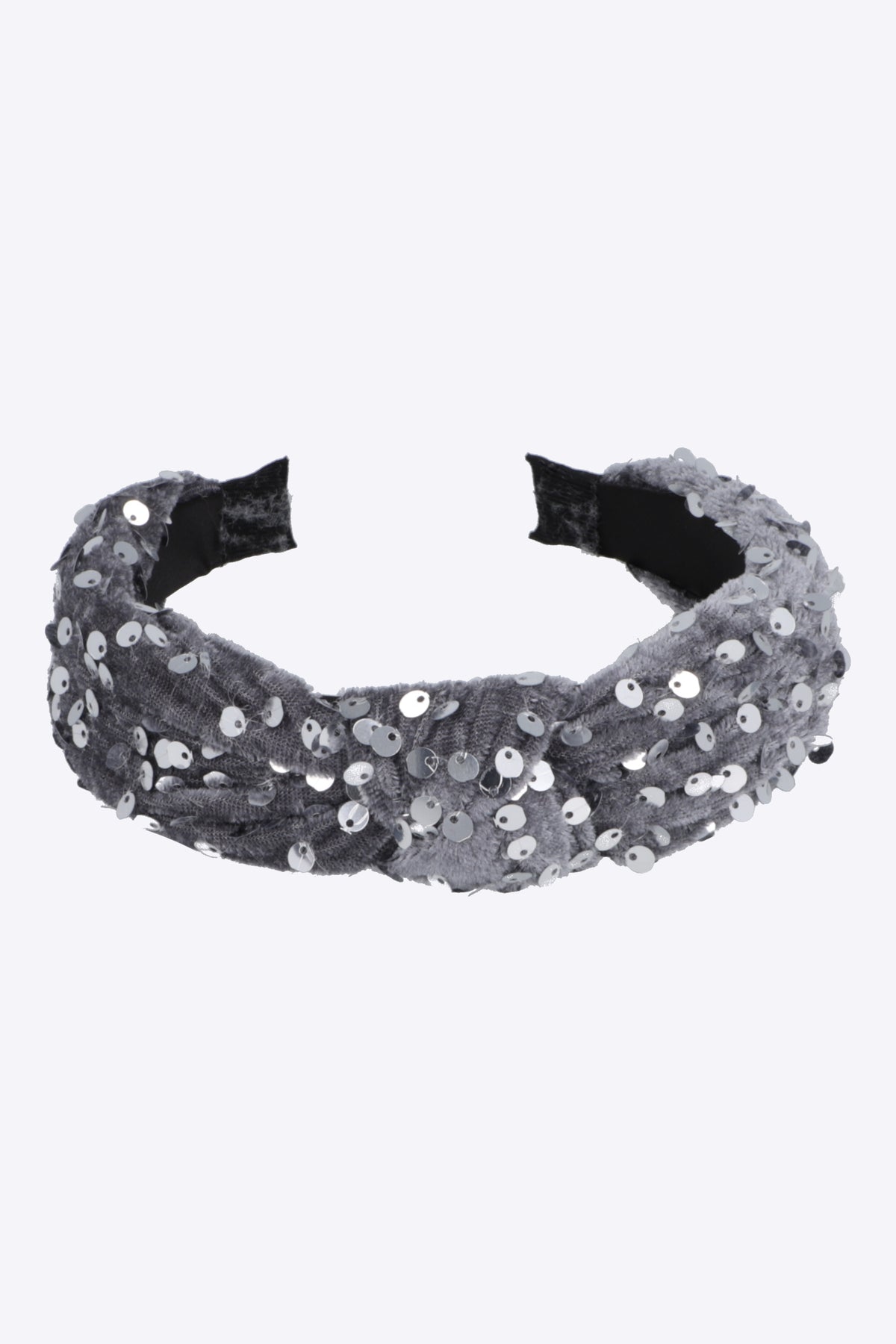Diadema nudo velvet lentejuela PLATA