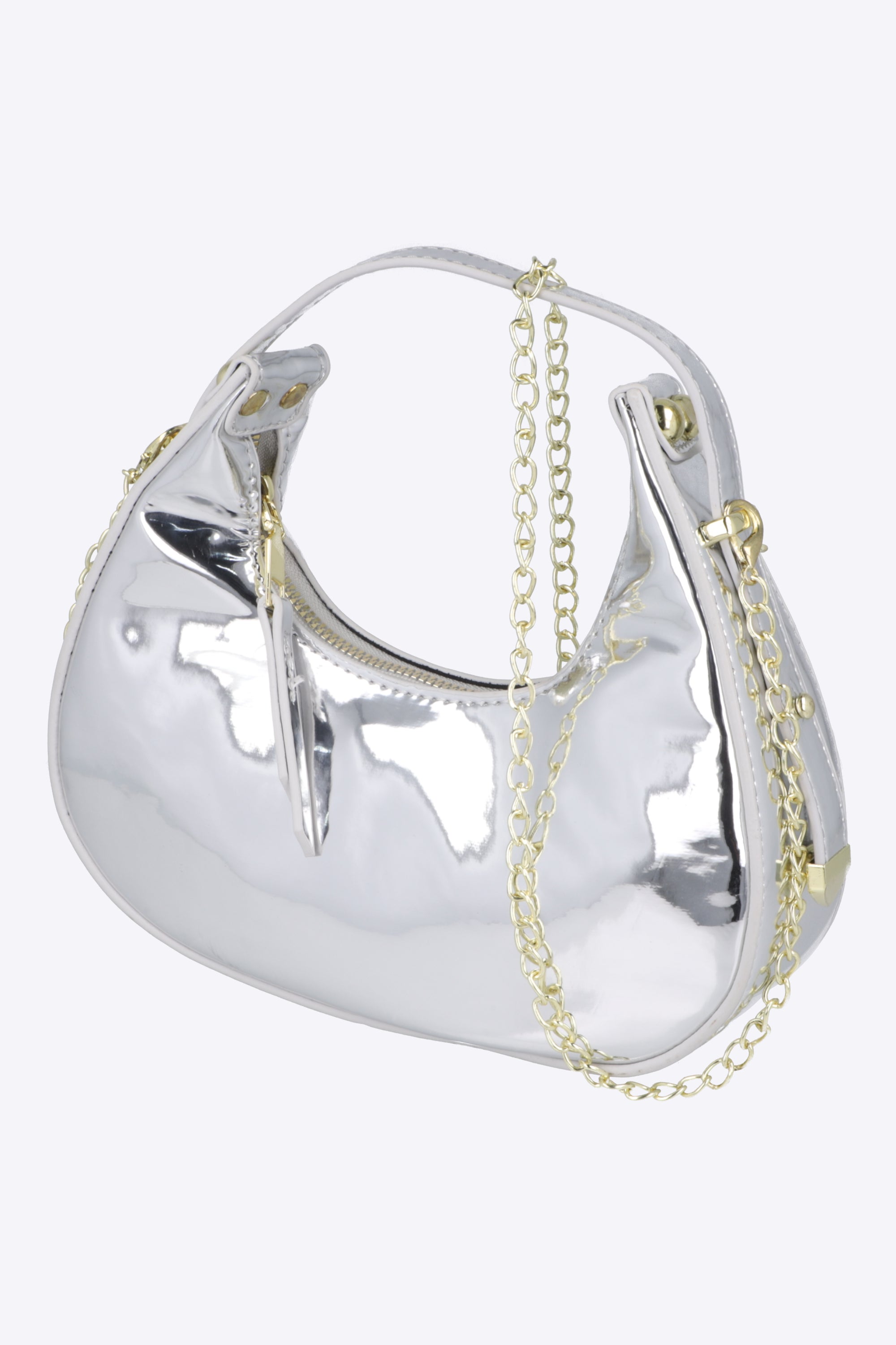 Bolsa de mano charol metálico