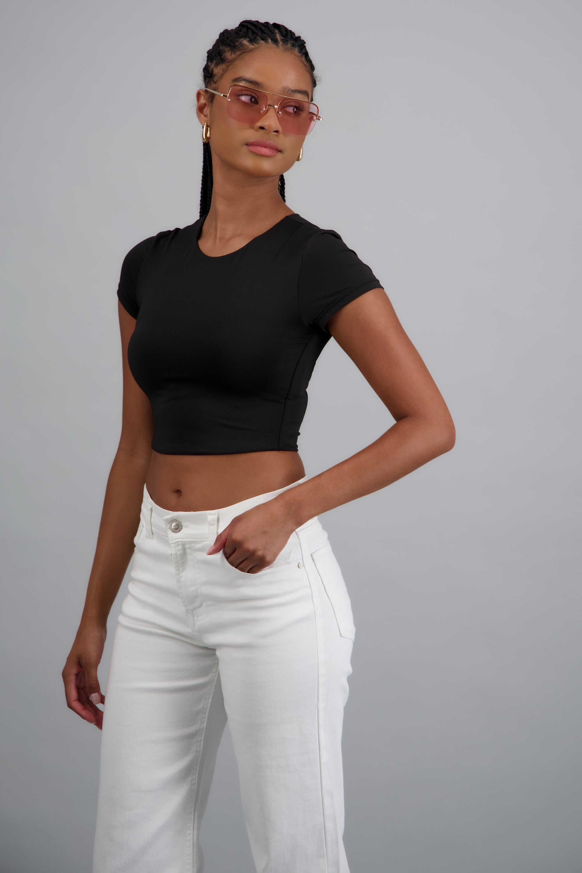 Playera manga corta liso NEGRO
