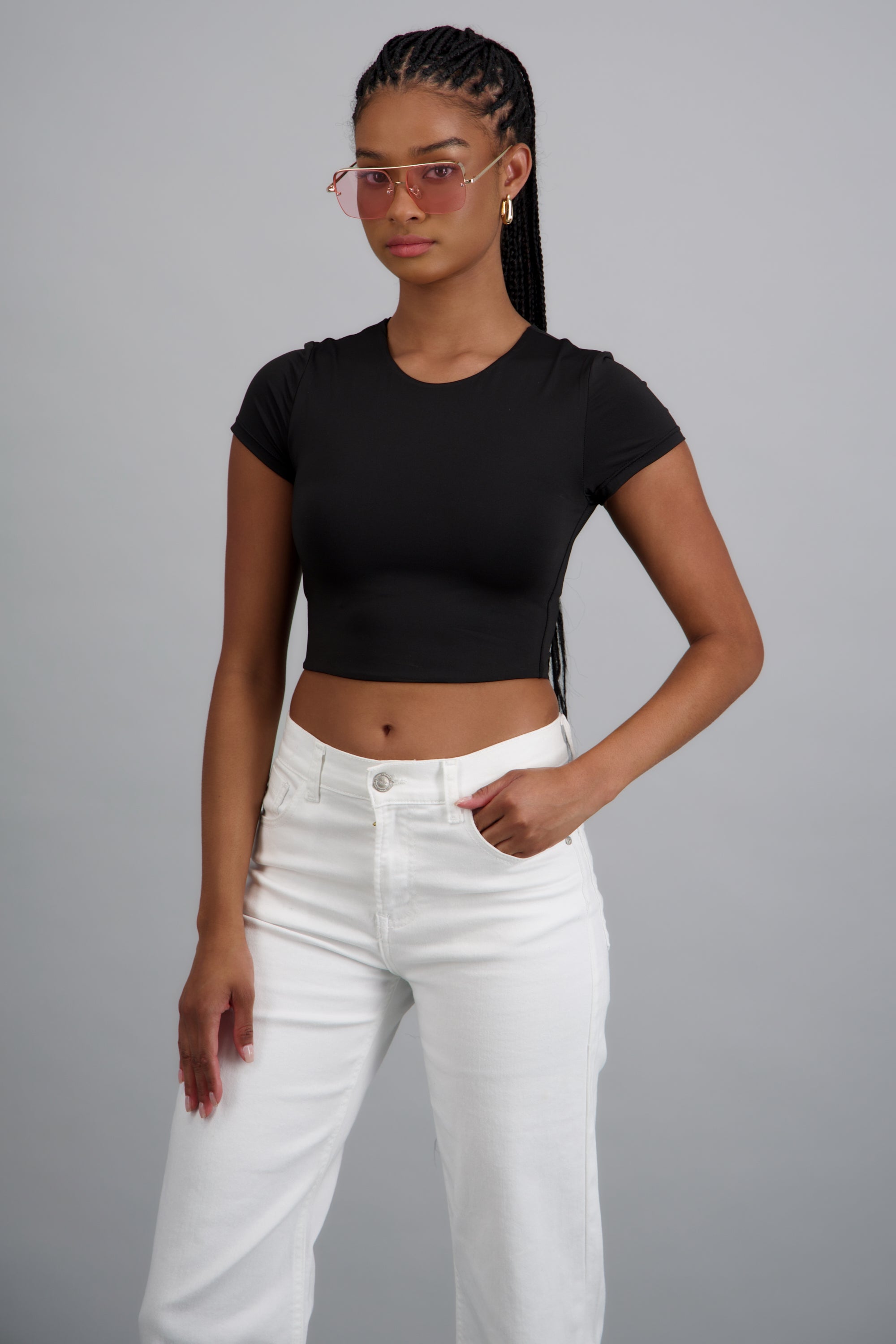 Playera manga corta liso NEGRO