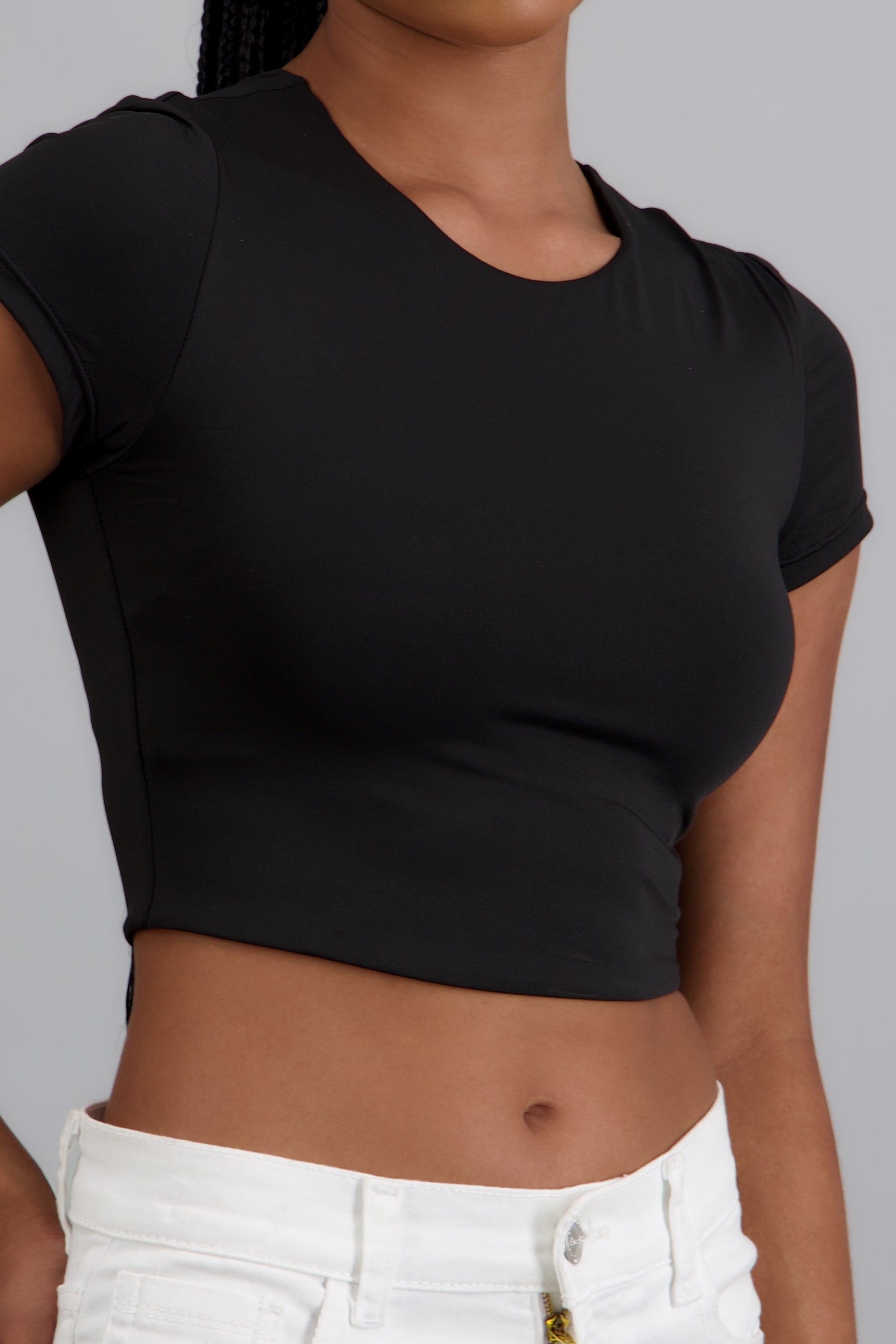 Playera manga corta liso NEGRO