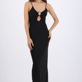 Vestido maxi herraje con cut out