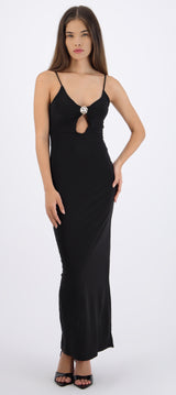 Vestido maxi herraje con cut out