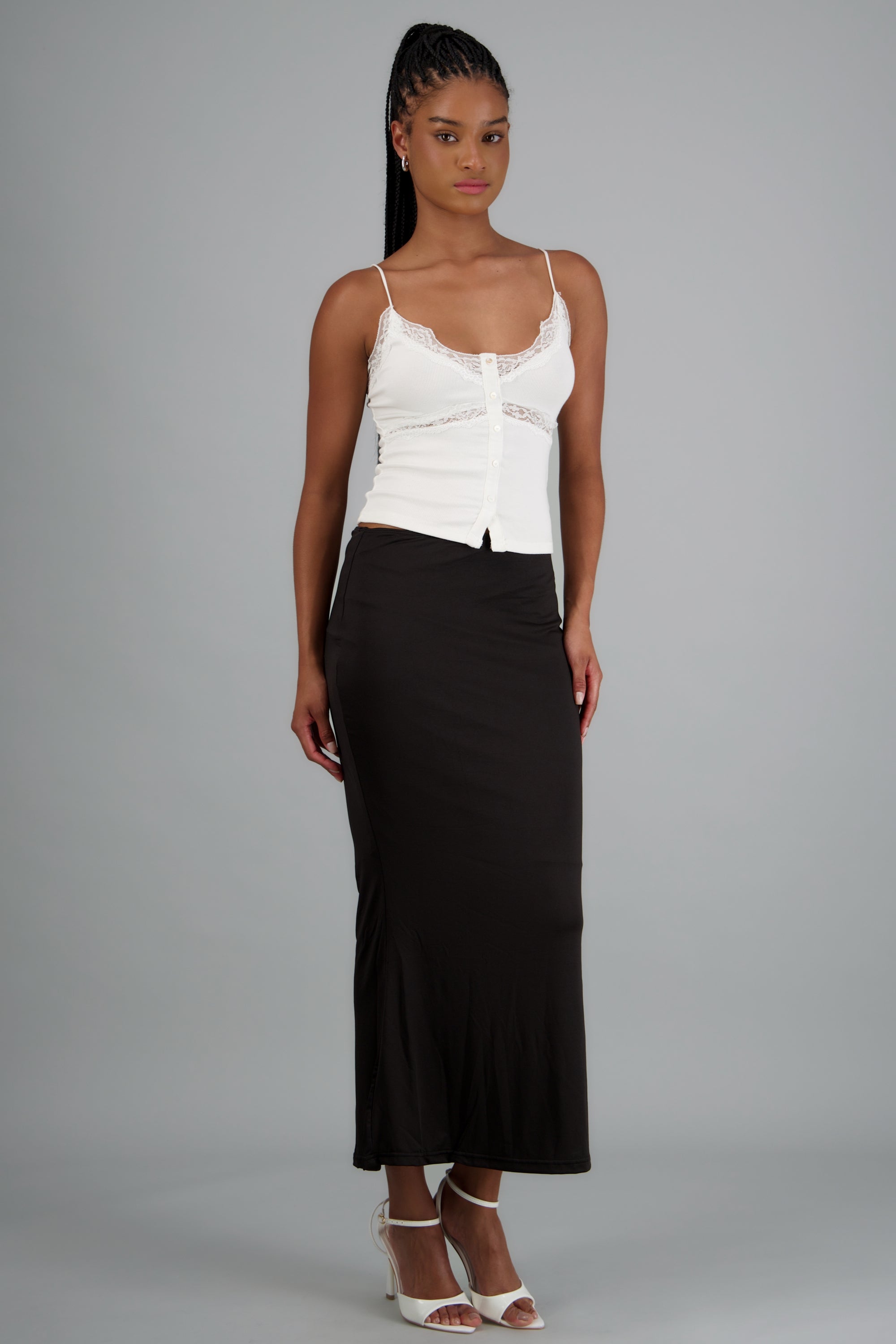 Falda maxi liso NEGRO