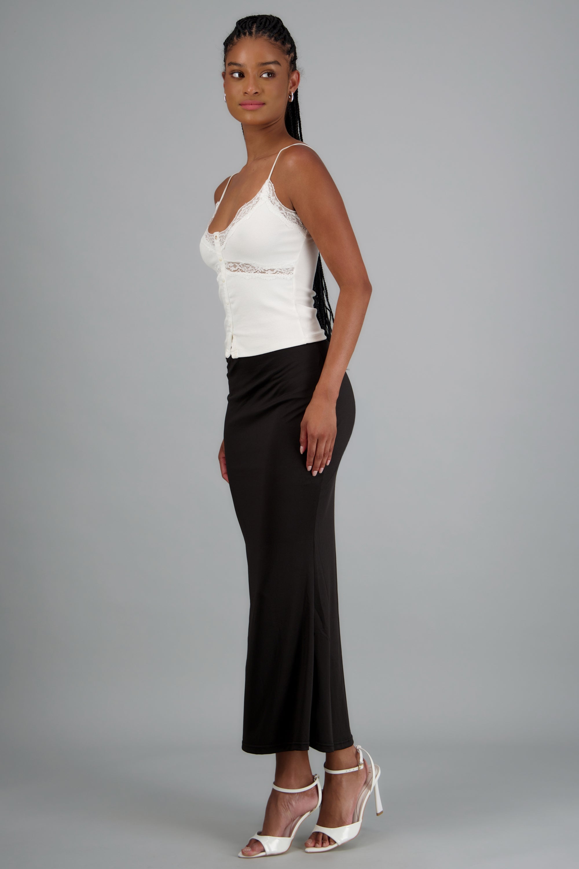 Falda maxi liso NEGRO