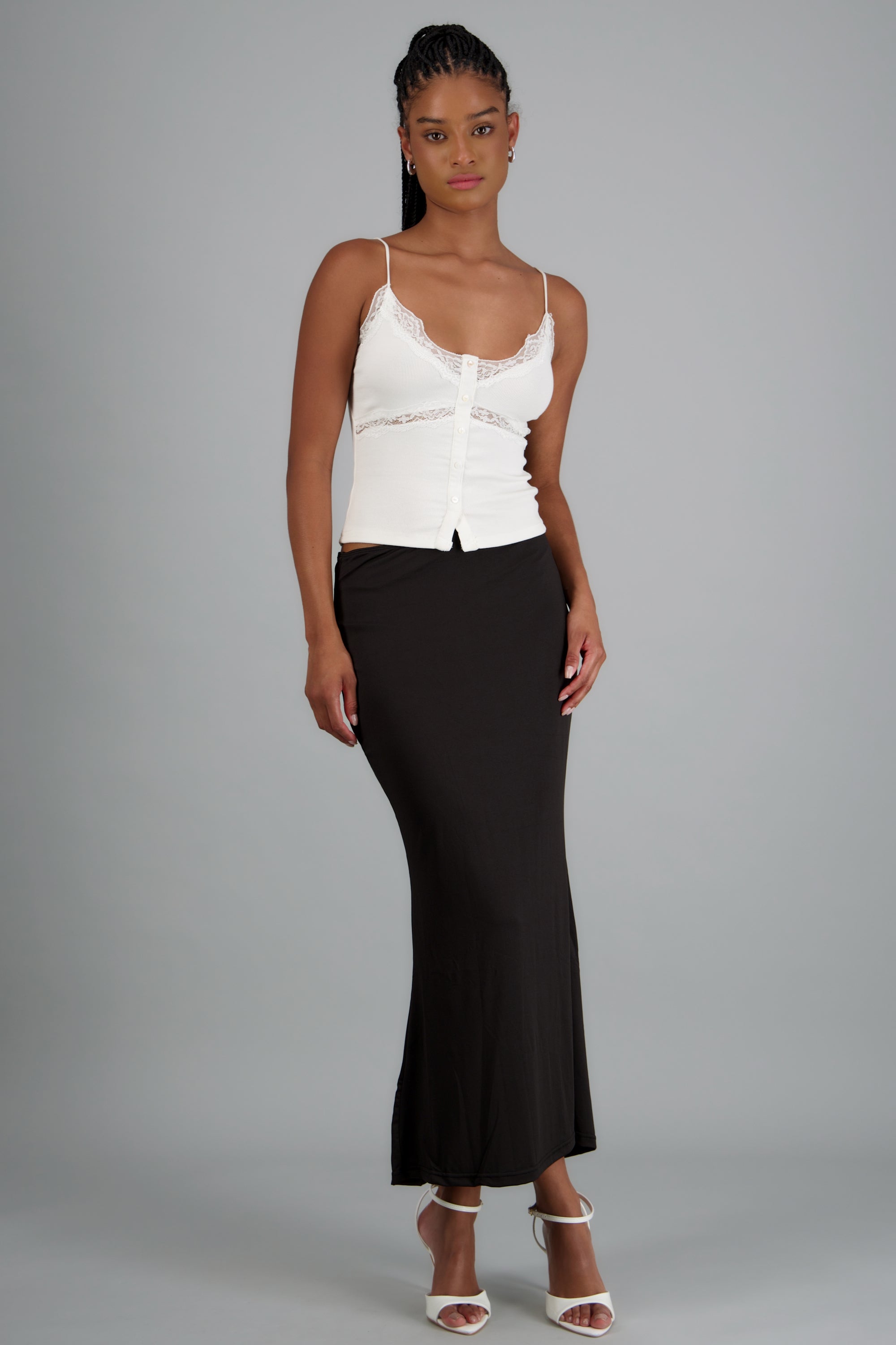 Falda maxi liso NEGRO