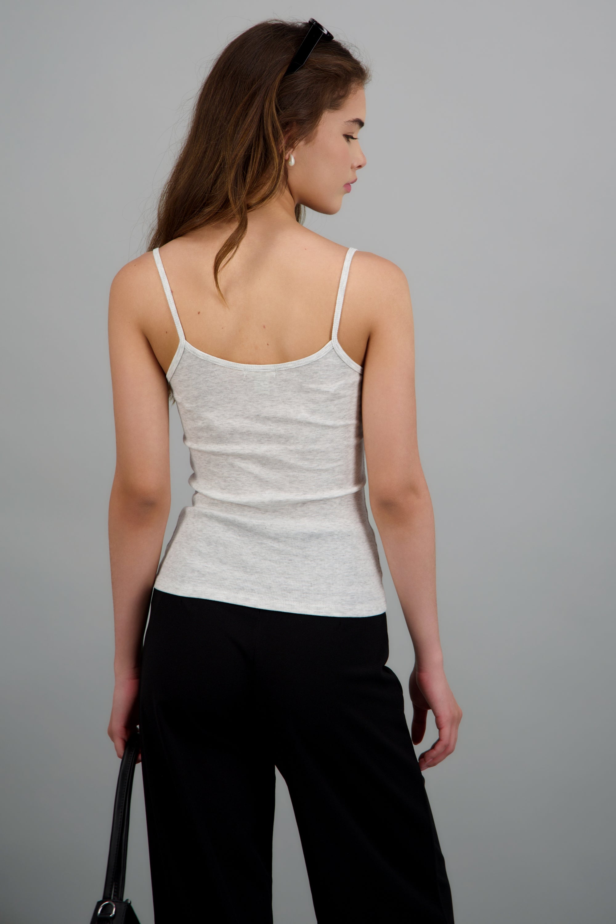 Top tirantes detalle encaje GRIS CLARO