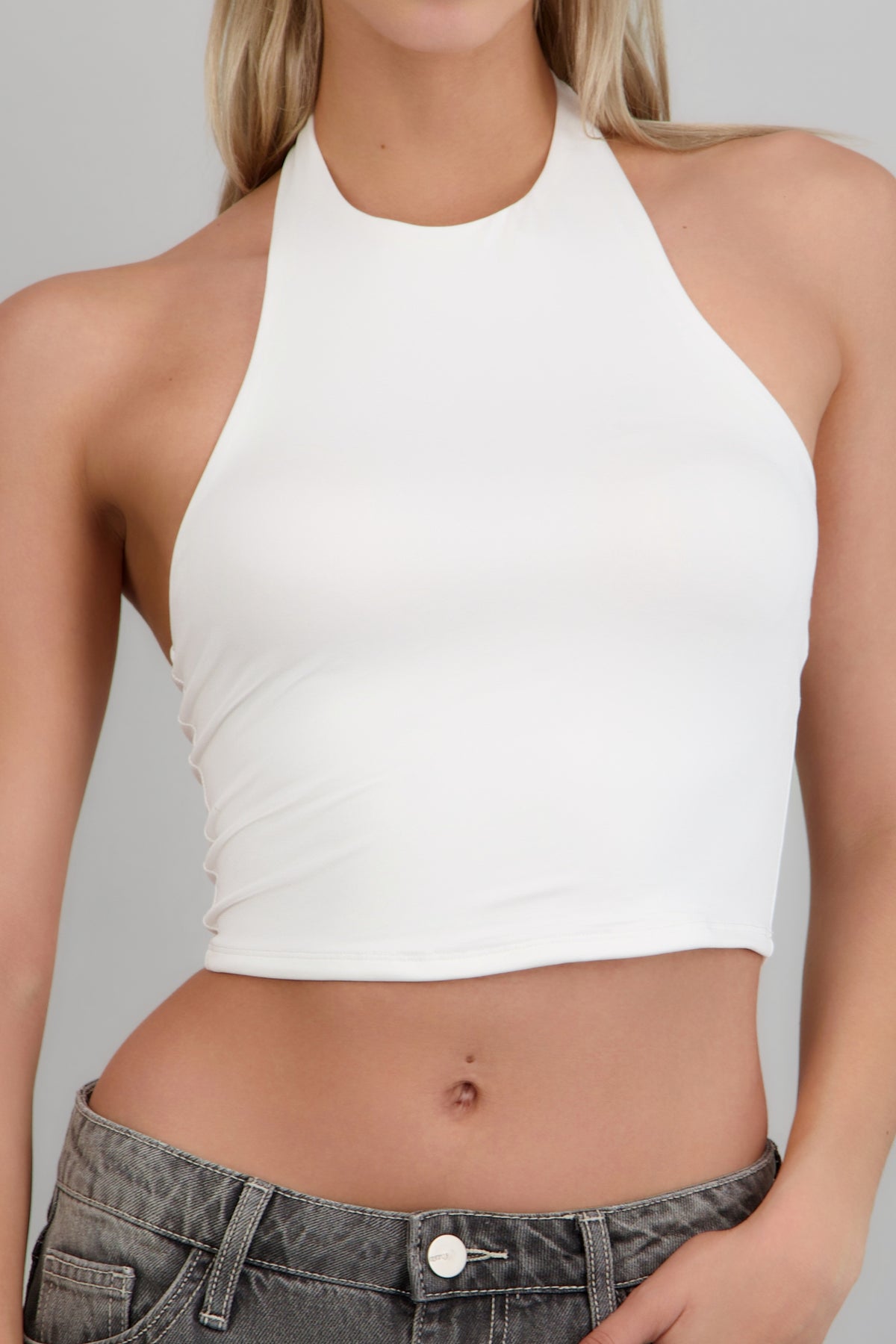 Top halter liso BLANCO