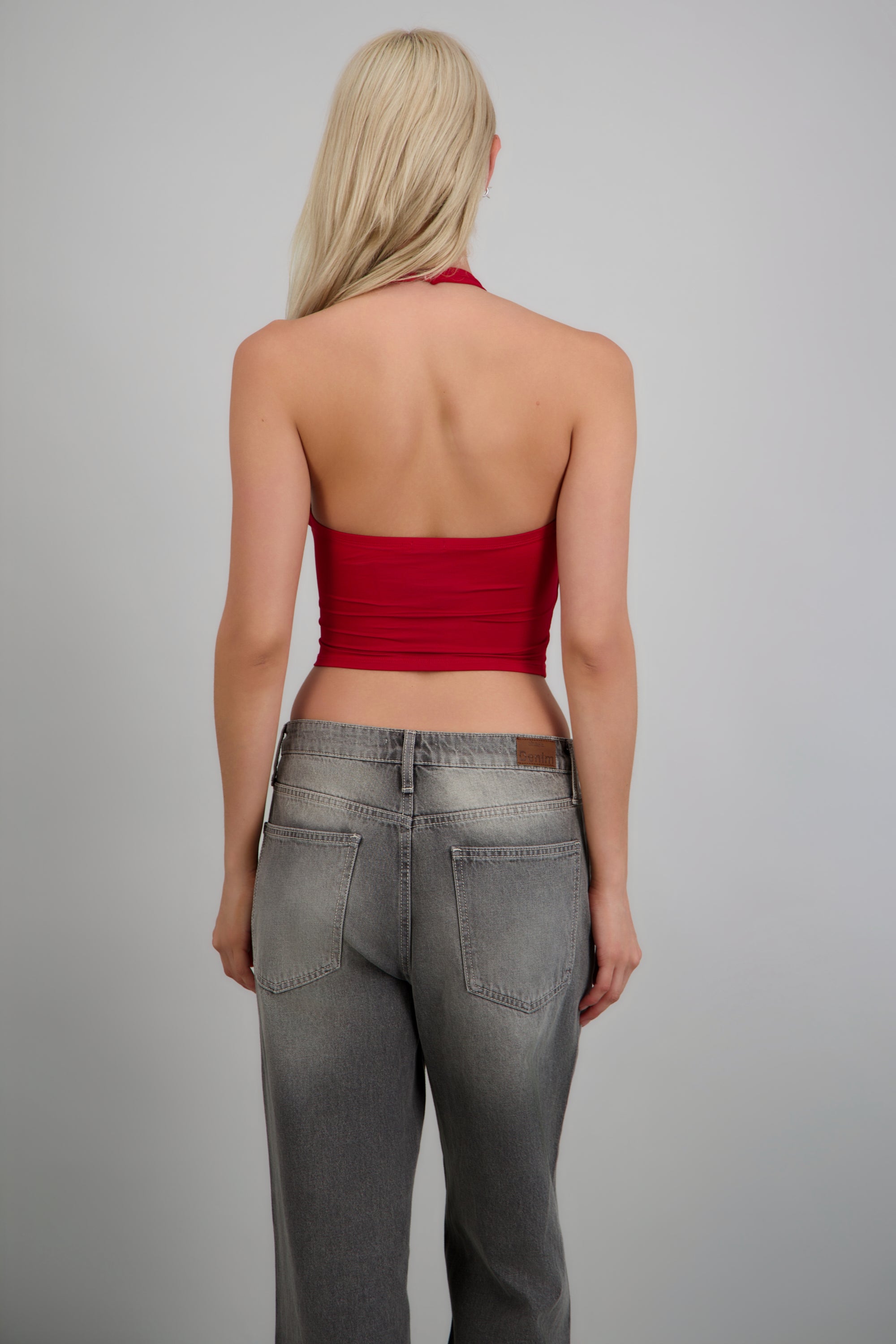 Top halter liso ROJO QUEMADO