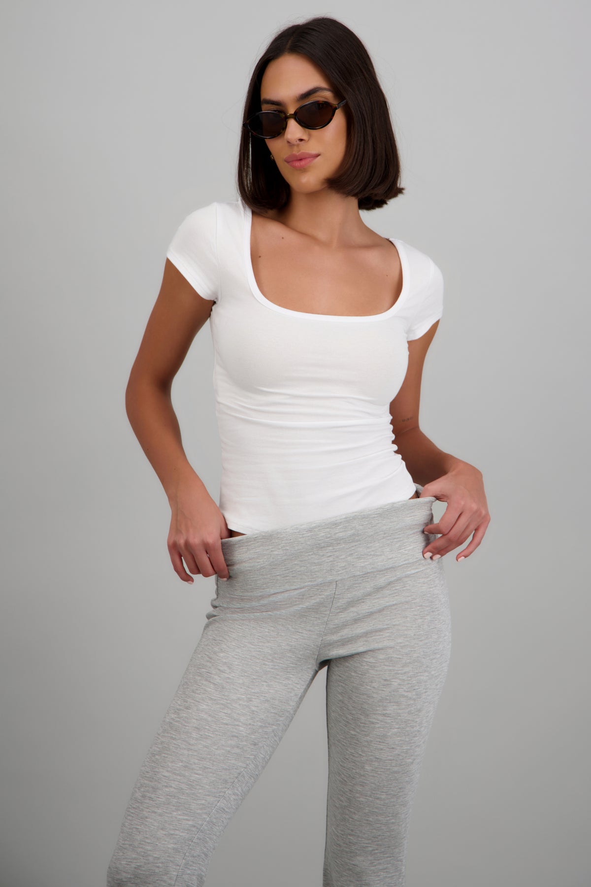 Top básico escote cuadrado liso BLANCO
