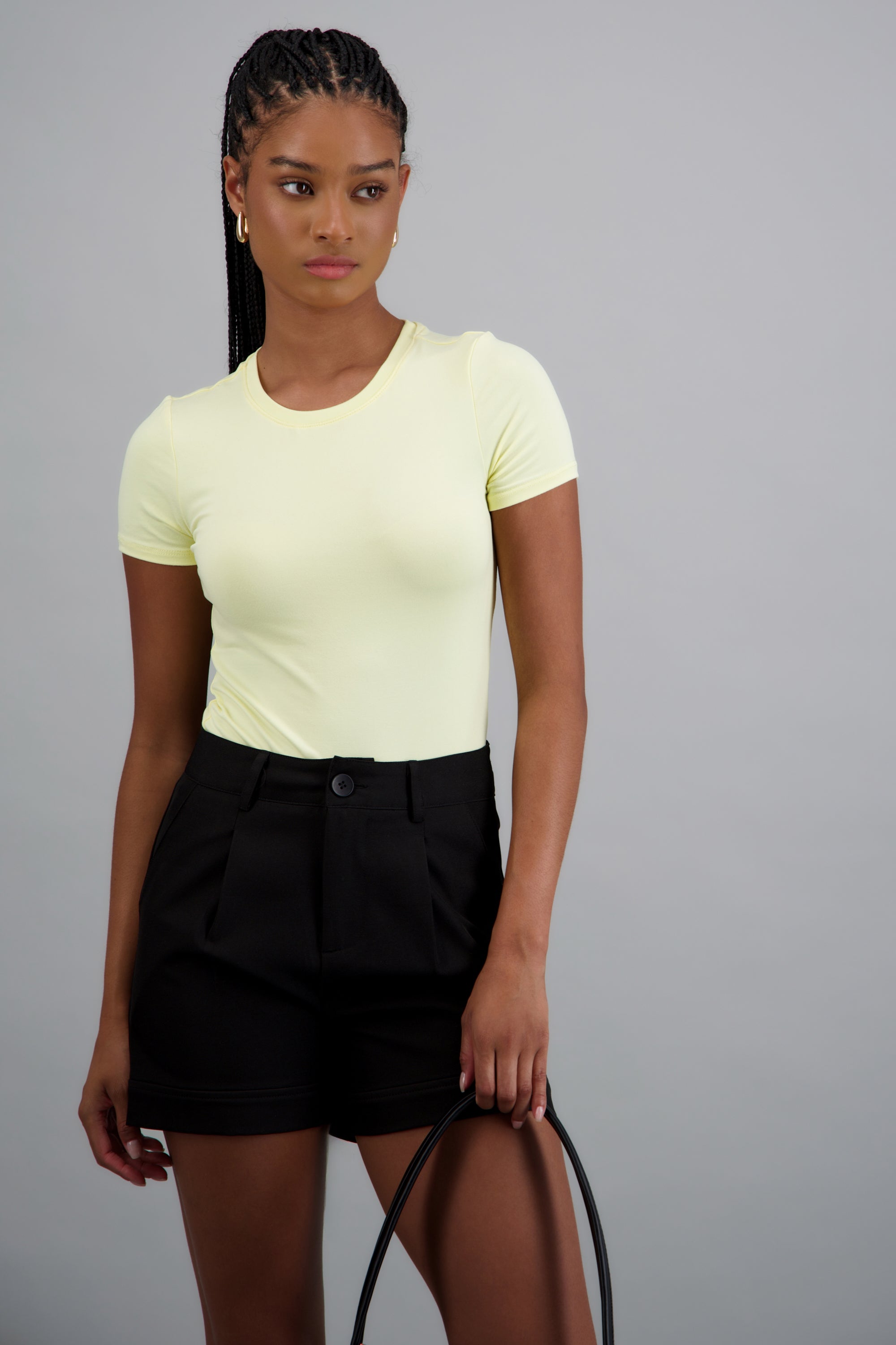 Top manga corta escote redondo AMARILLO PASTEL