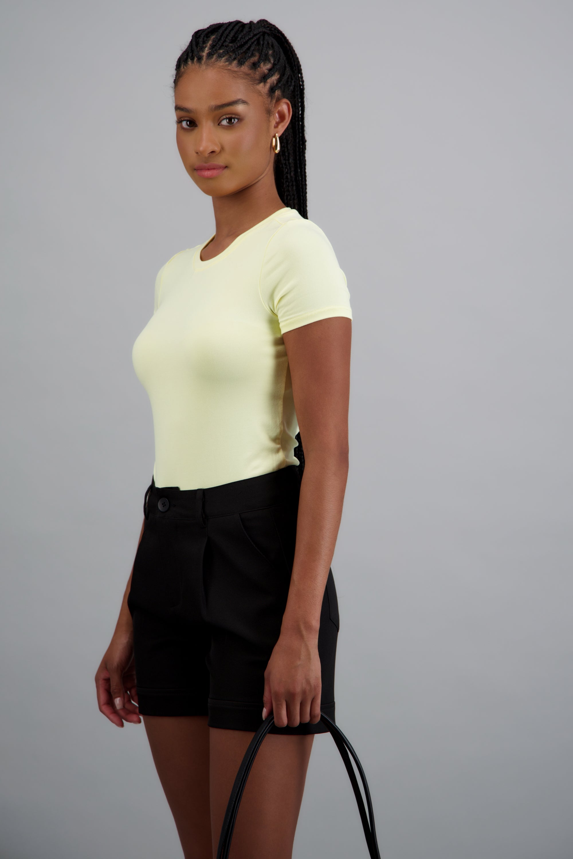 Top manga corta escote redondo AMARILLO PASTEL