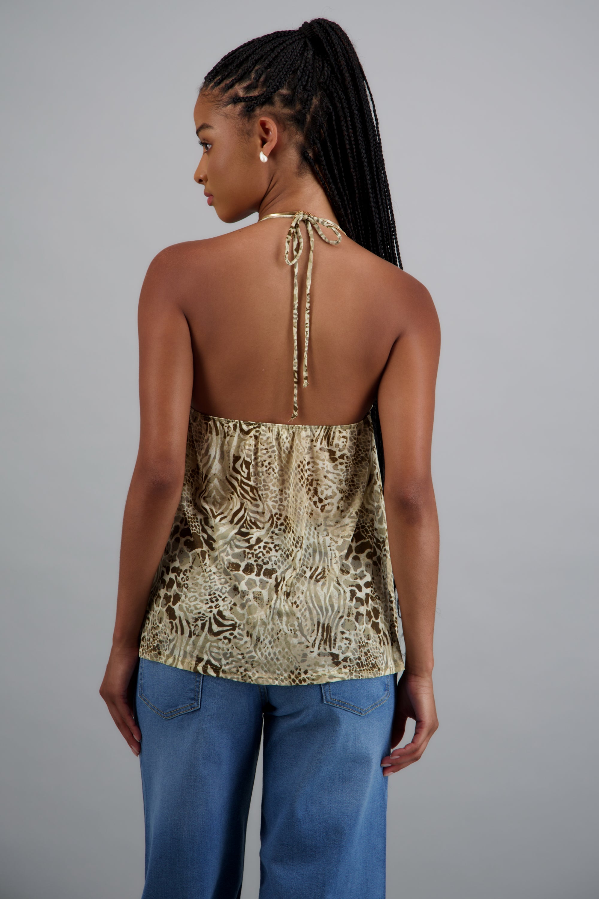 Top halter animal print CAFE COMBO