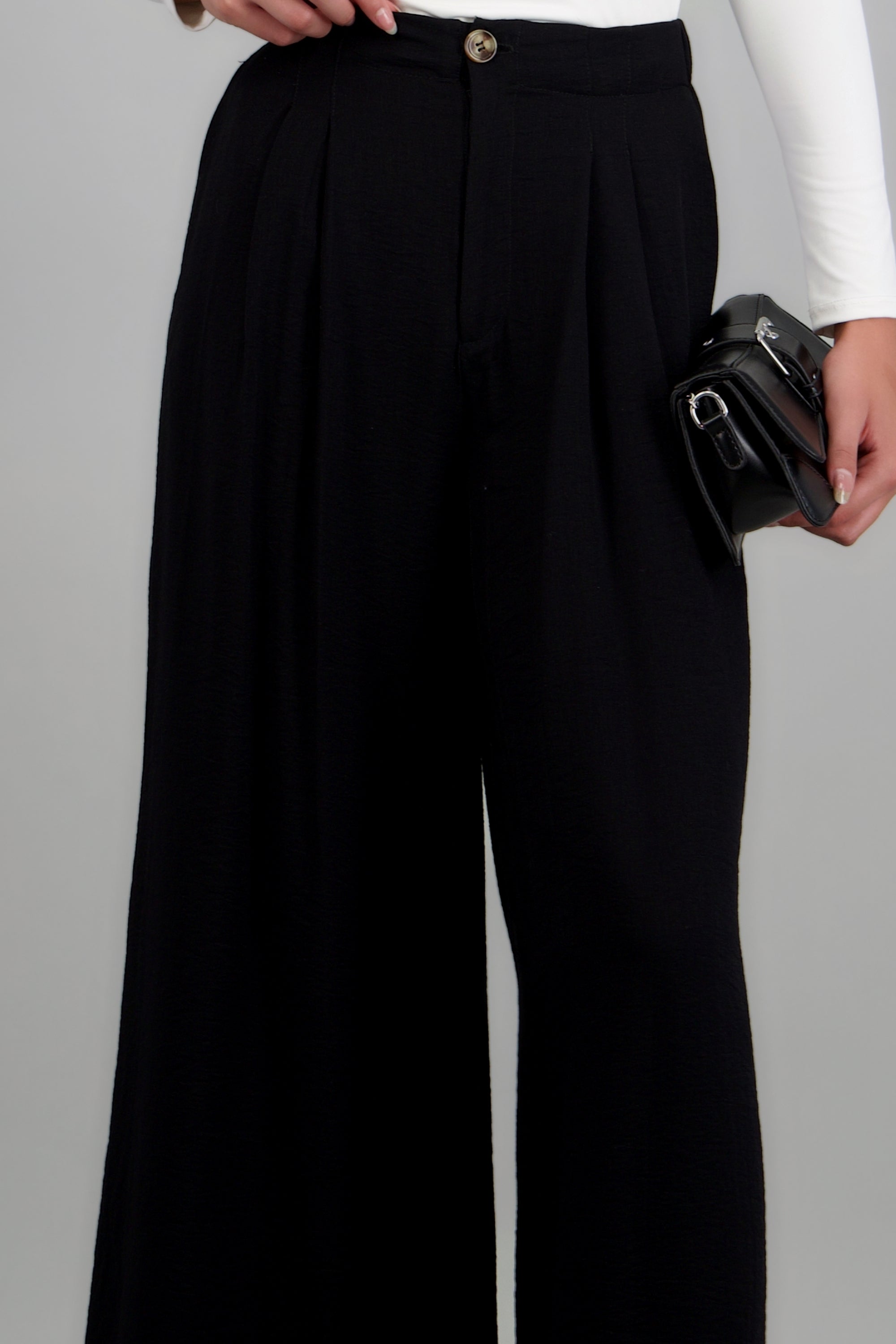 Pantalon wide detalle pinzas NEGRO