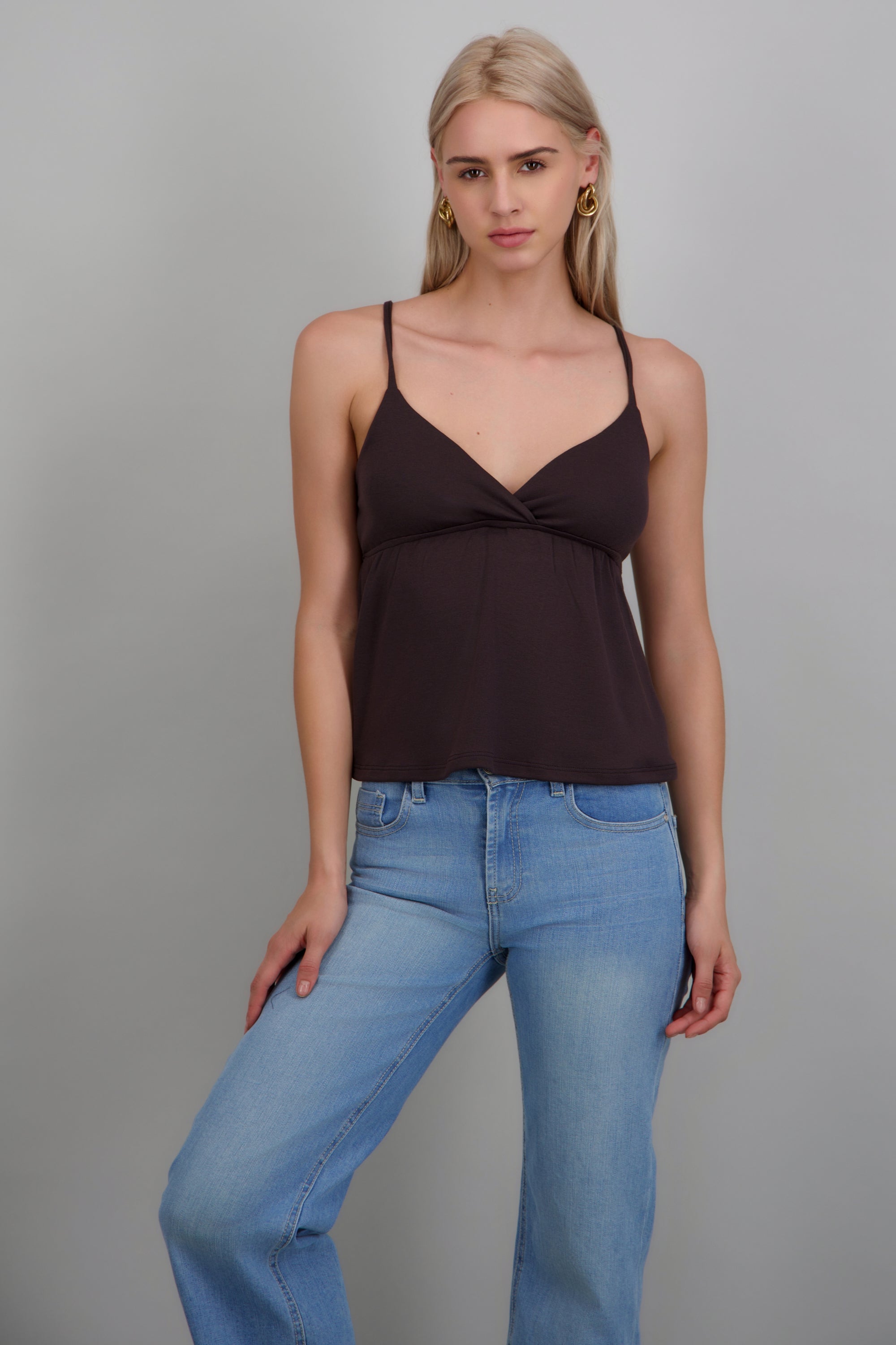 Blusa lisa de tirantes CHOCOLATE