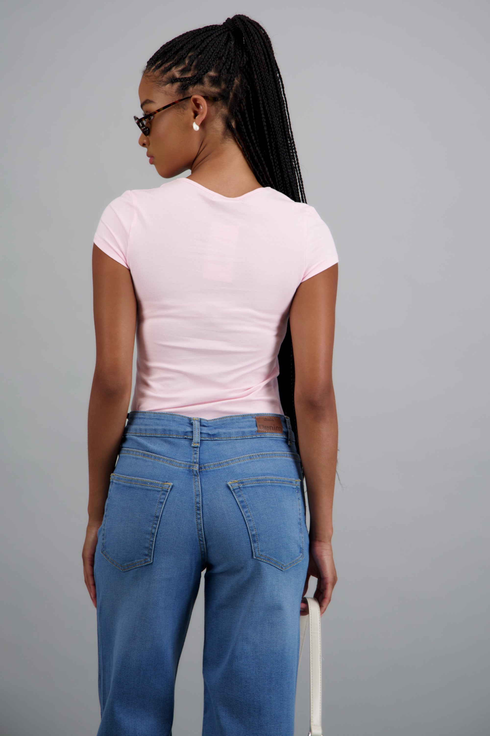 Top escote cuadrado manga corta ROSA