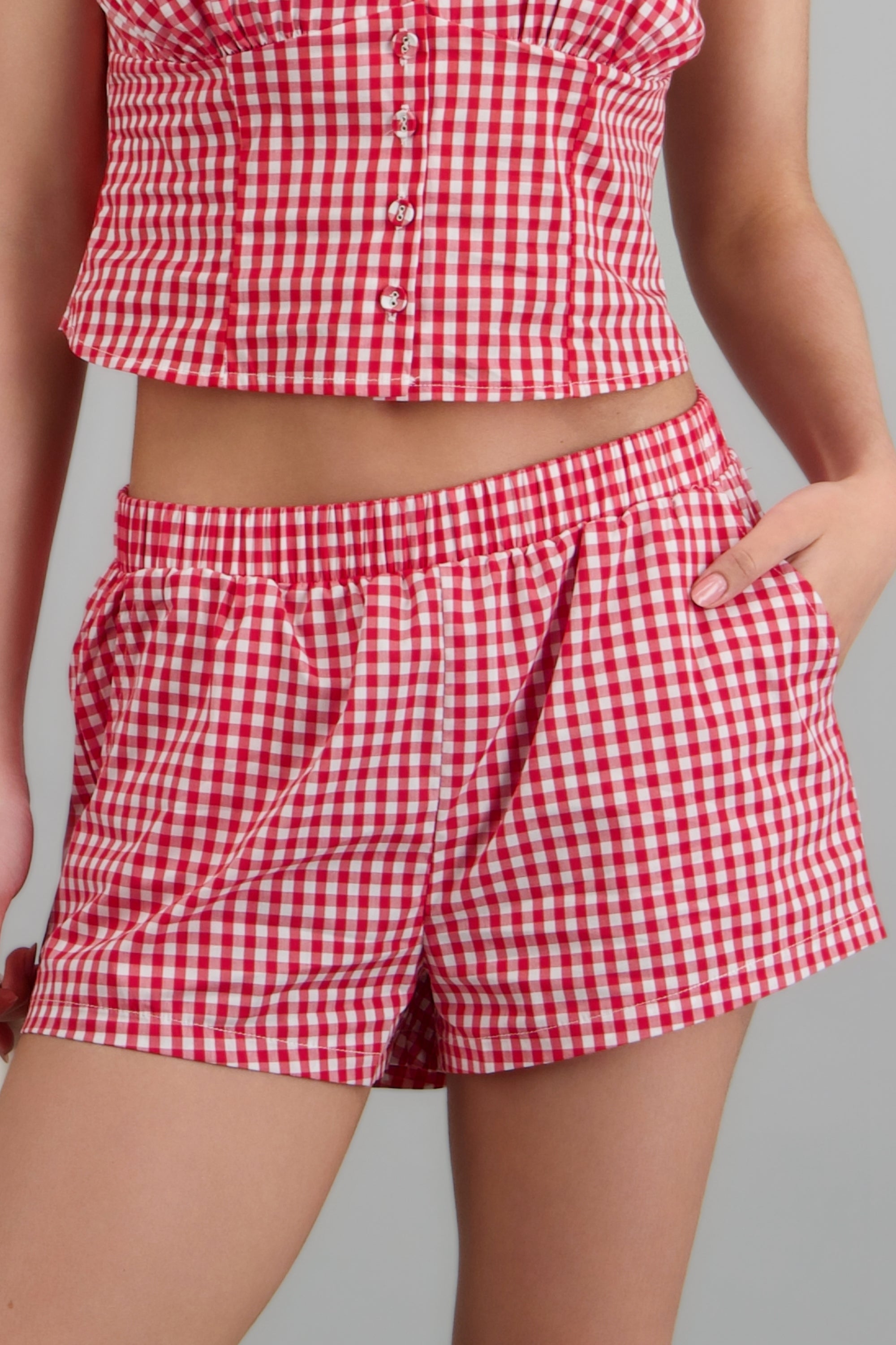 shorts mini cuadros ROJO COMBO