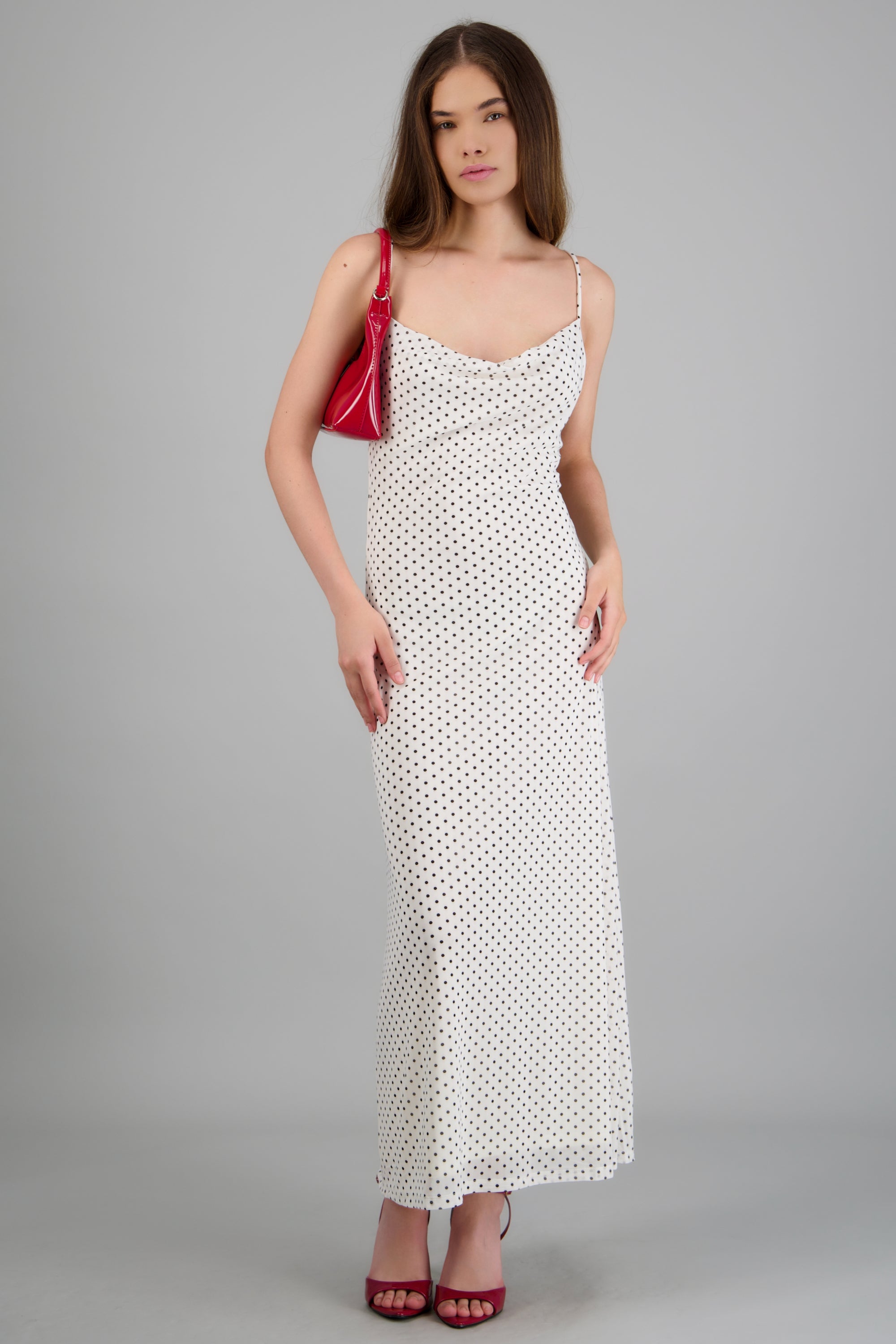 Vestido drapeado manga larga BLANCO