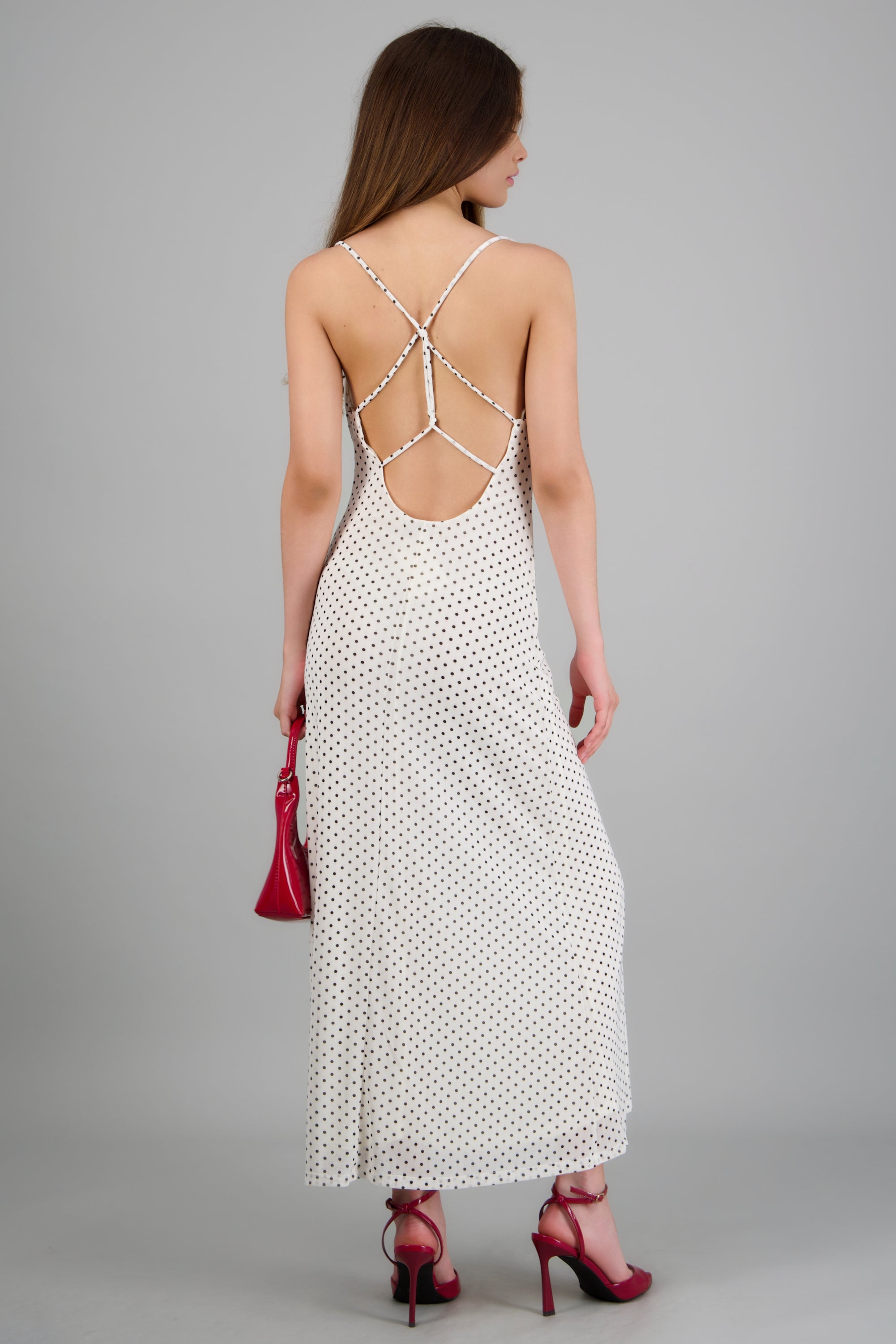 Vestido drapeado manga larga BLANCO