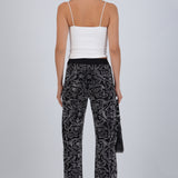 Jeans straight flores brillos