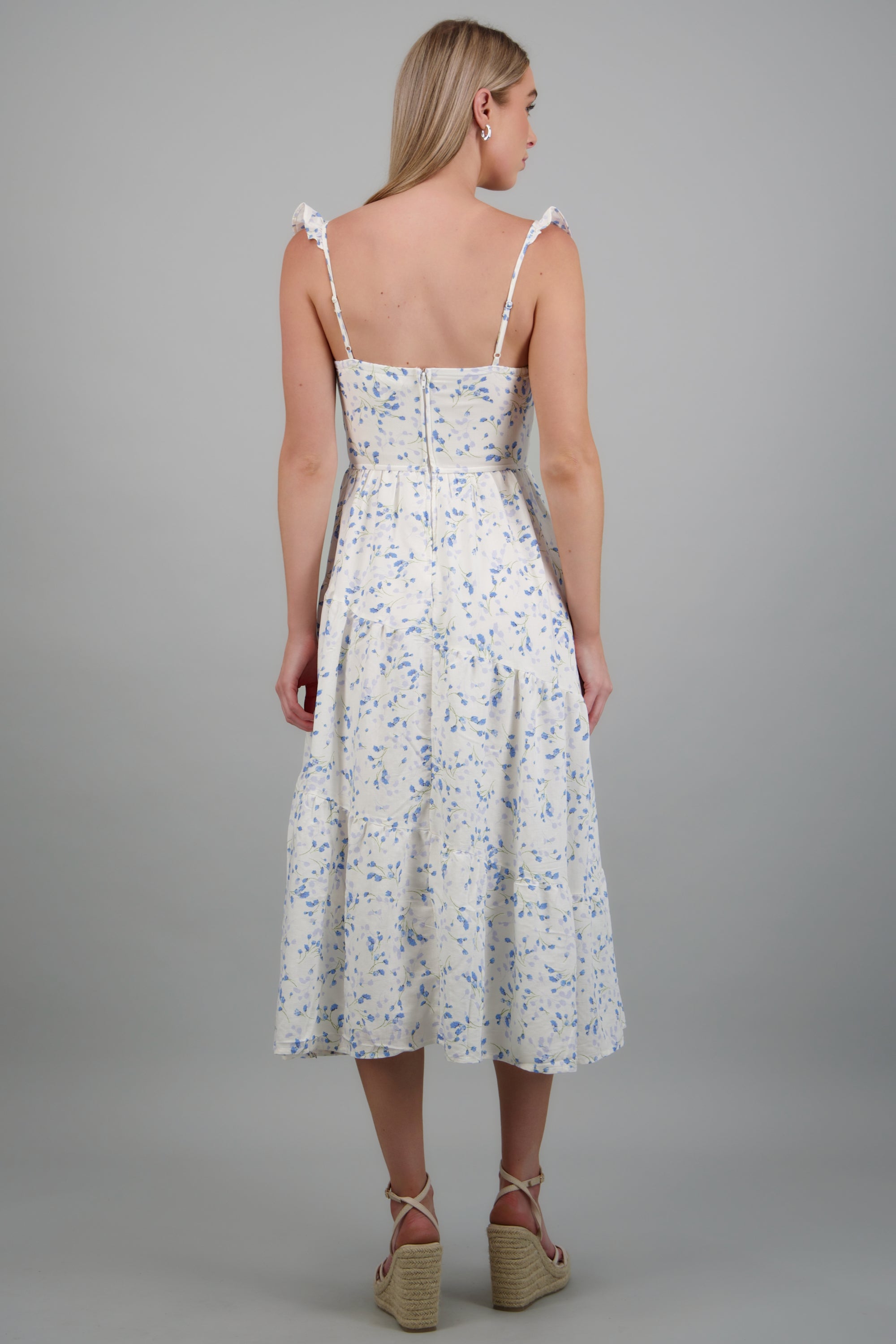 Vestido maxi tirantes estampado flores BLANCO COMBO
