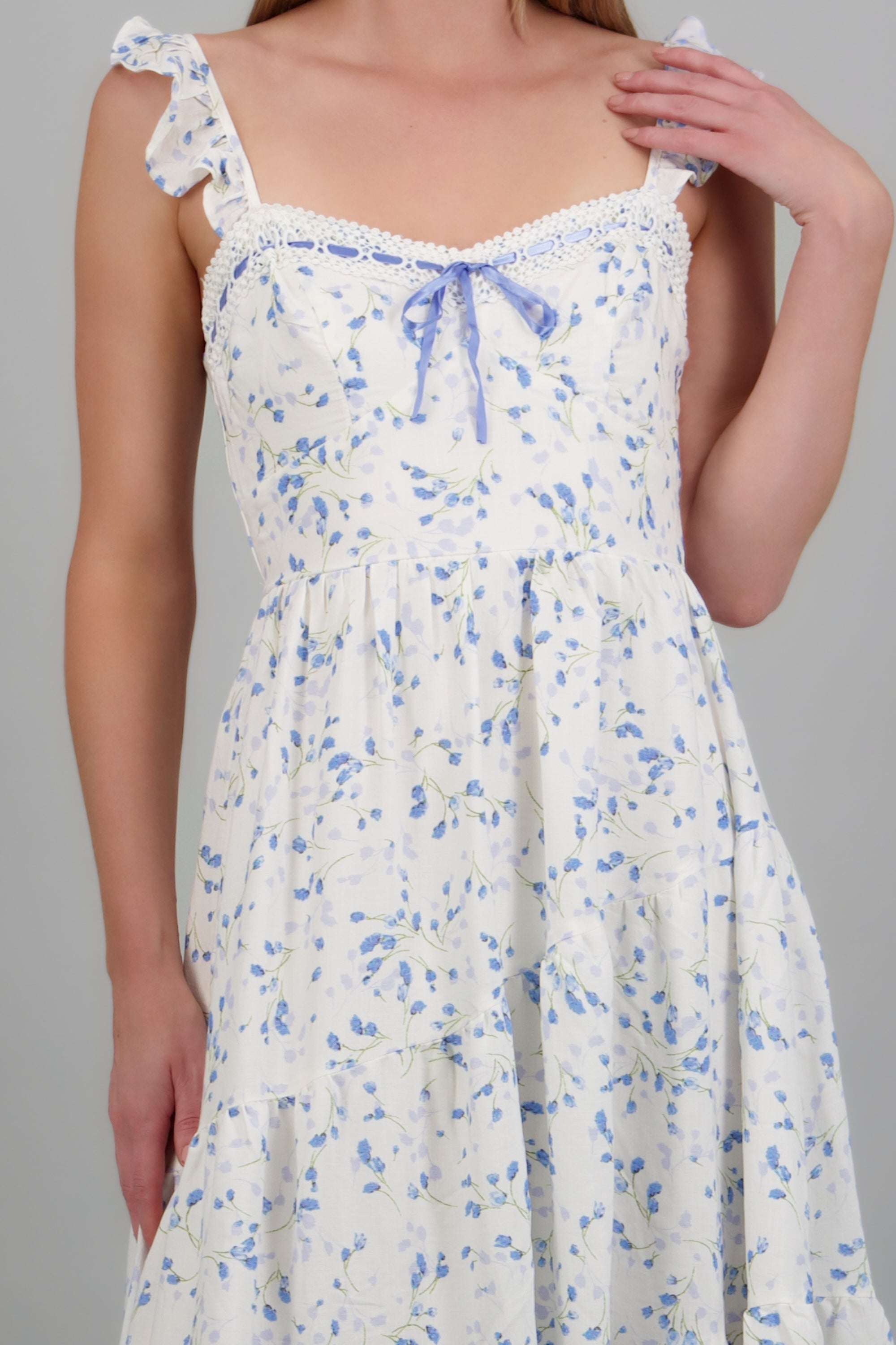 Vestido maxi tirantes estampado flores BLANCO COMBO