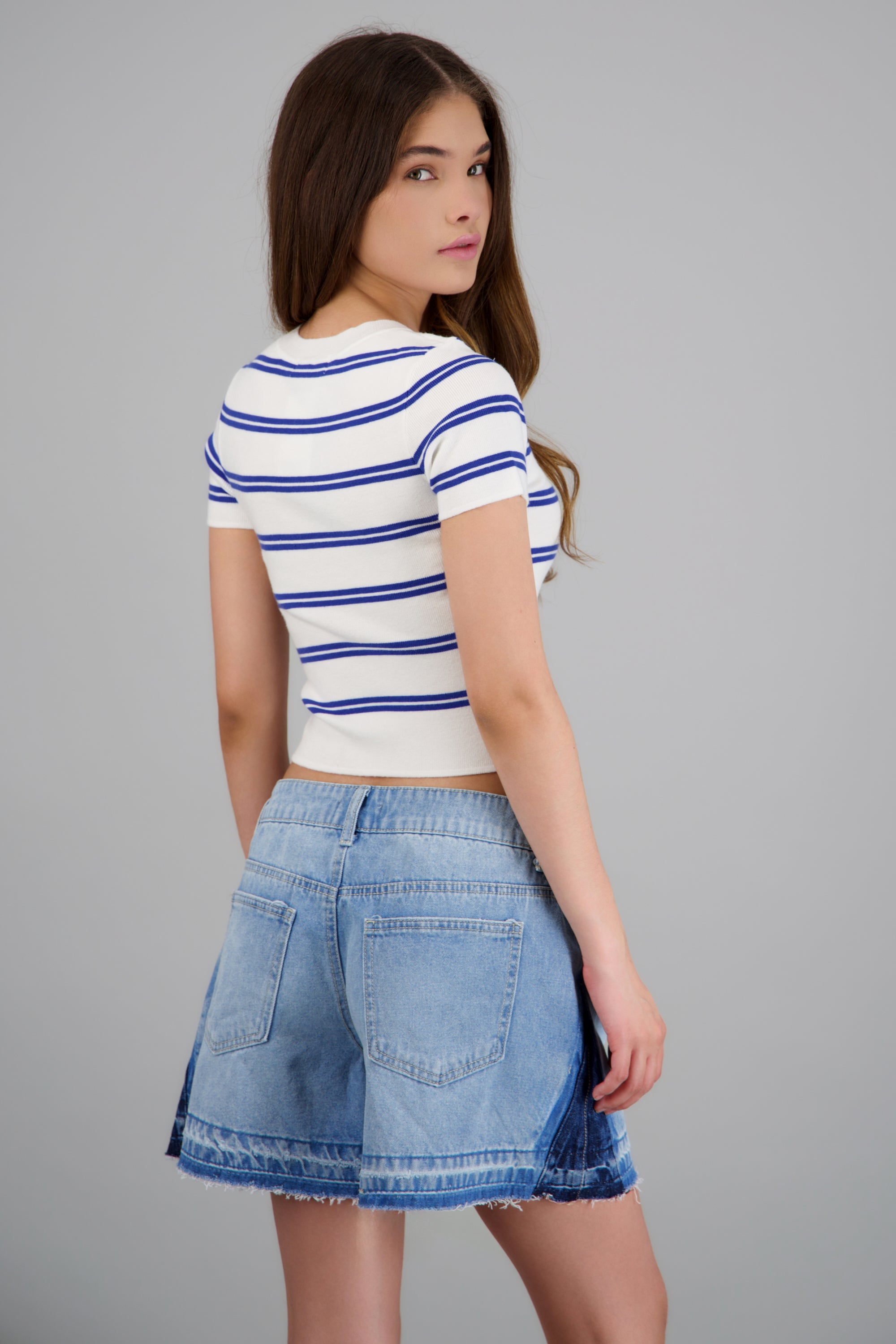 Mini tshirt manga corta basica rayas AZUL COMBO